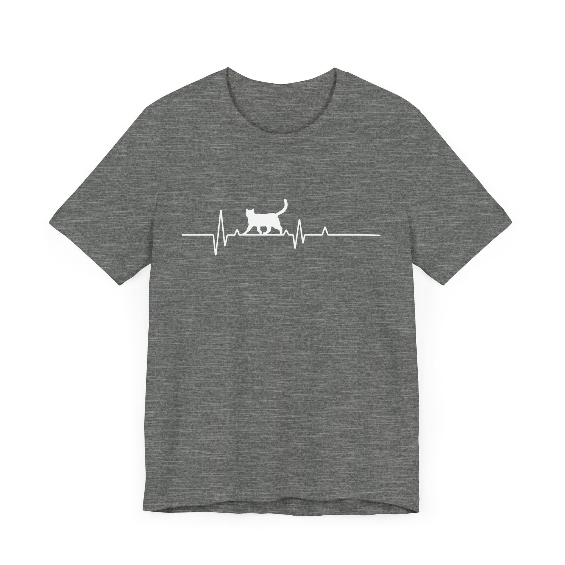 Cat Heartbeat Unisex Tee, Pet Lover Gift, Animal Lover Shirt, Casual Everyday Wear, Gift for Cat Owners, Cat Mom Tee