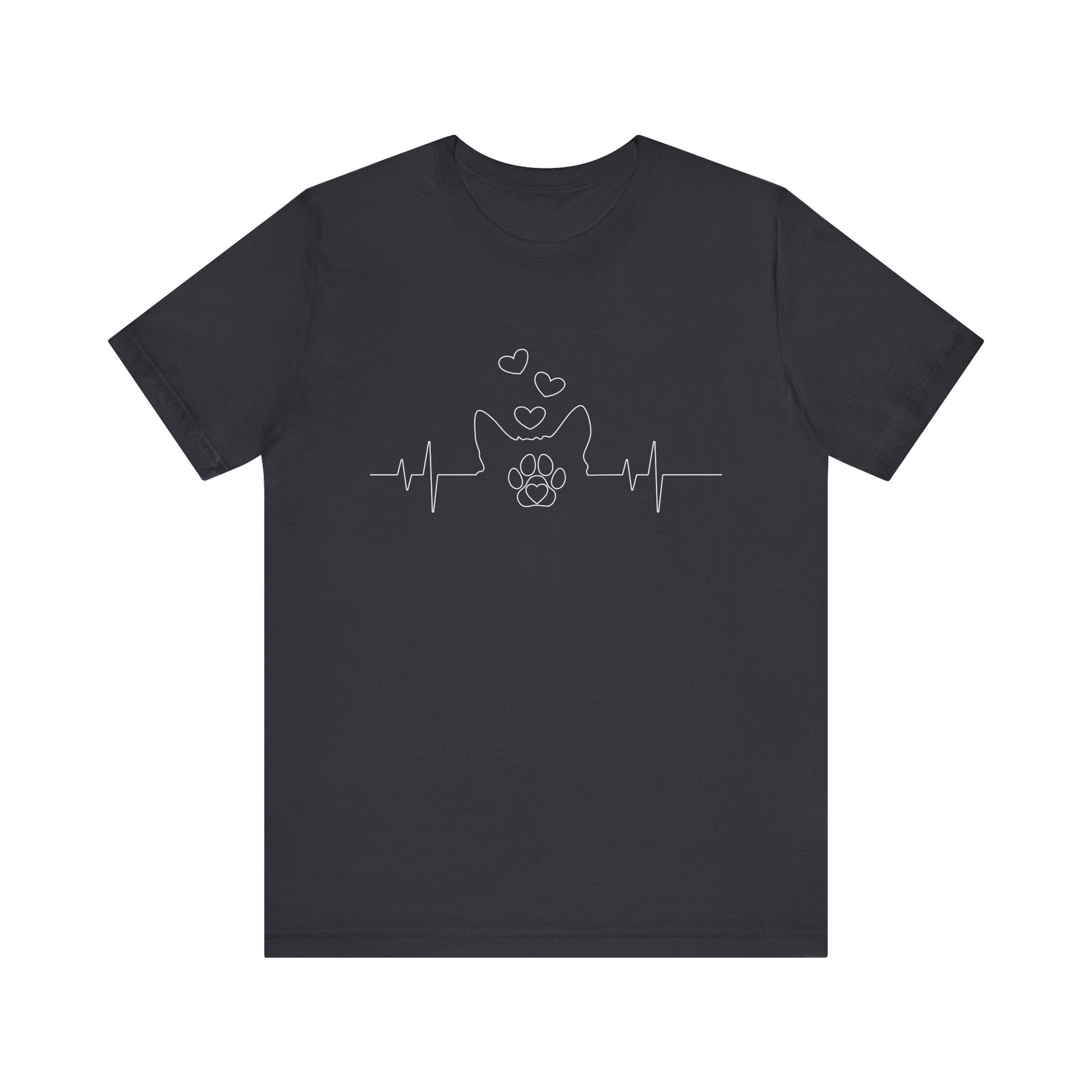 Cat Heartbeat Shirt Cute Kids Men Women Cat Lover Heart Beat. Heartbeat Love Unisex Jersey Tee - Perfect for Pet Lovers