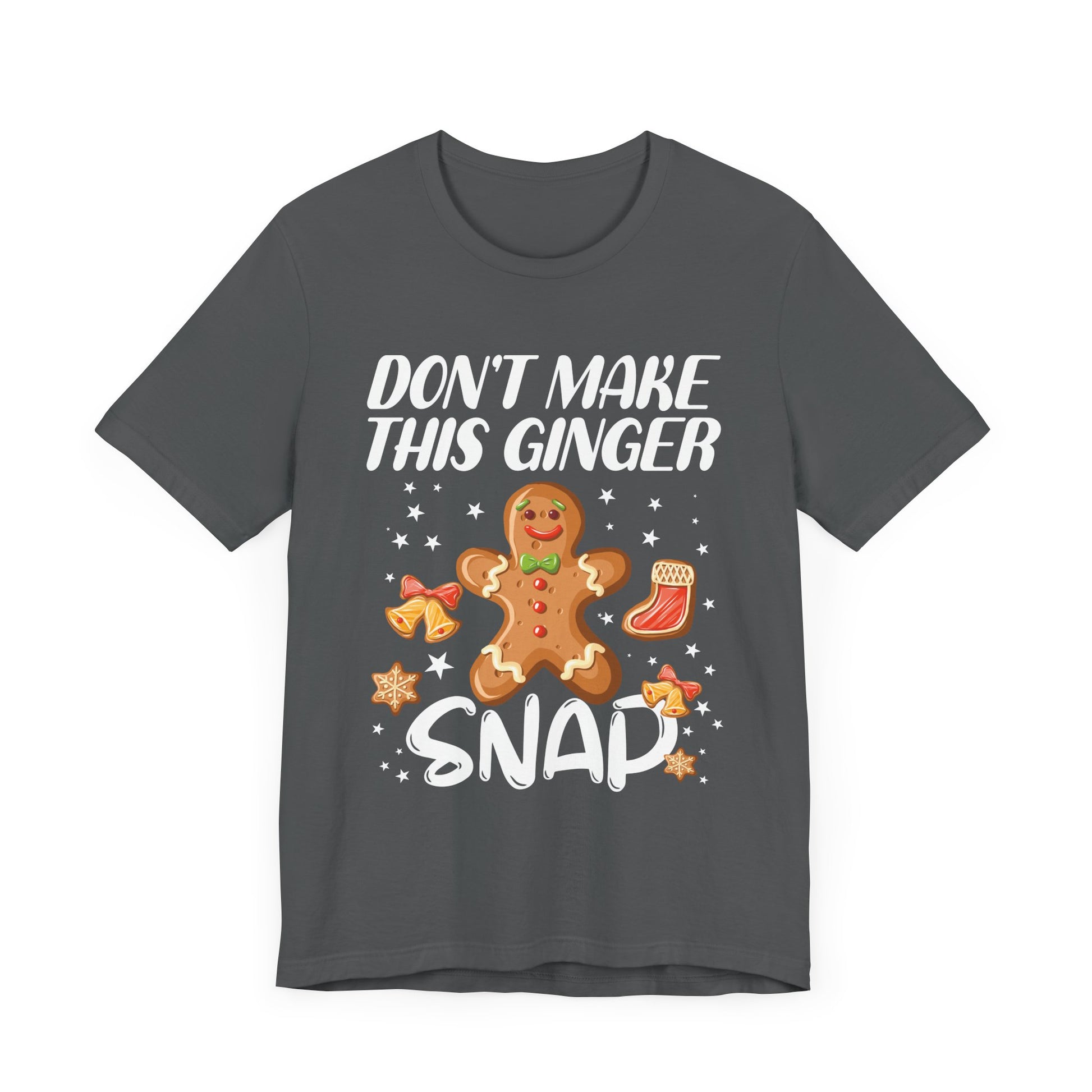 Funny Gingerbread Snap Tee for Holiday Cheer, Unisex Christmas Shirt, Cute Gift for Bakers, Fun Winter Apparel, Gingerbread Lover Gift