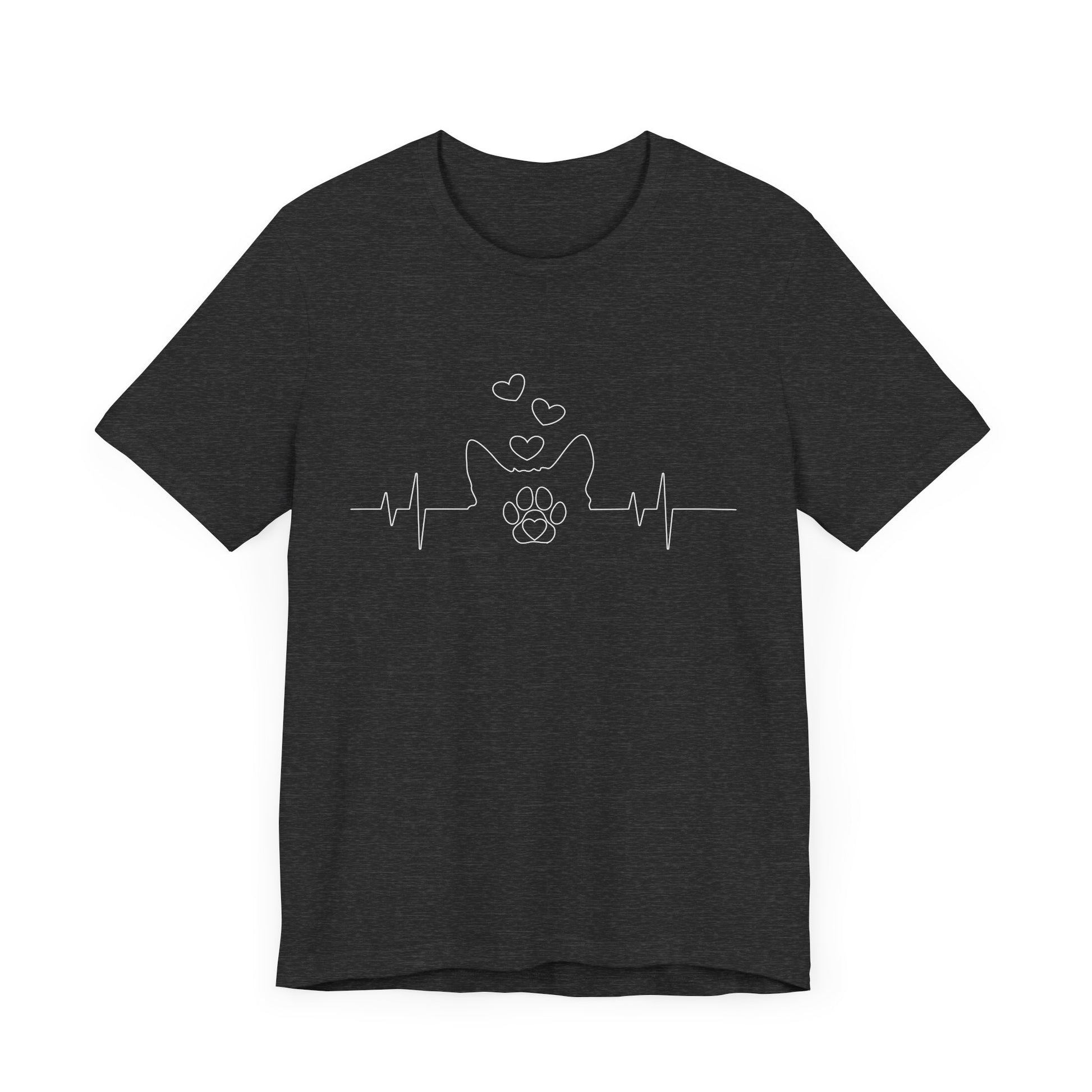 Cat Heartbeat Shirt Cute Kids Men Women Cat Lover Heart Beat. Heartbeat Love Unisex Jersey Tee - Perfect for Pet Lovers