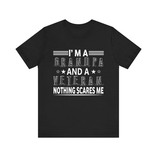 Grandpa Veteran Short Sleeve Tee - Perfect for Father's Day, Memorial Day, Gifts for Grandpa, Family Reunion, Patriotic Wear