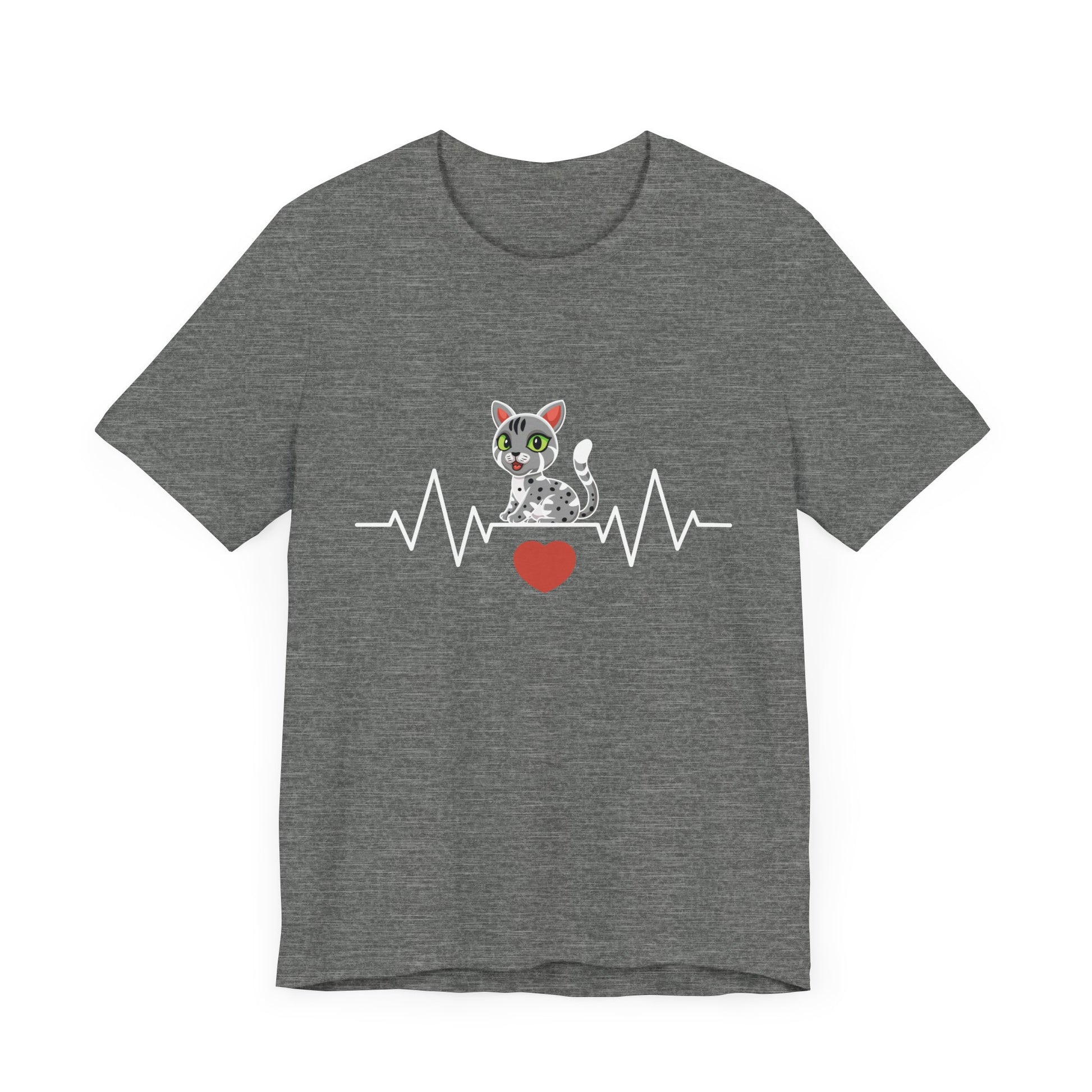 Cat Lover's Heartbeat Tee - Unisex Jersey Short Sleeve T-Shirt