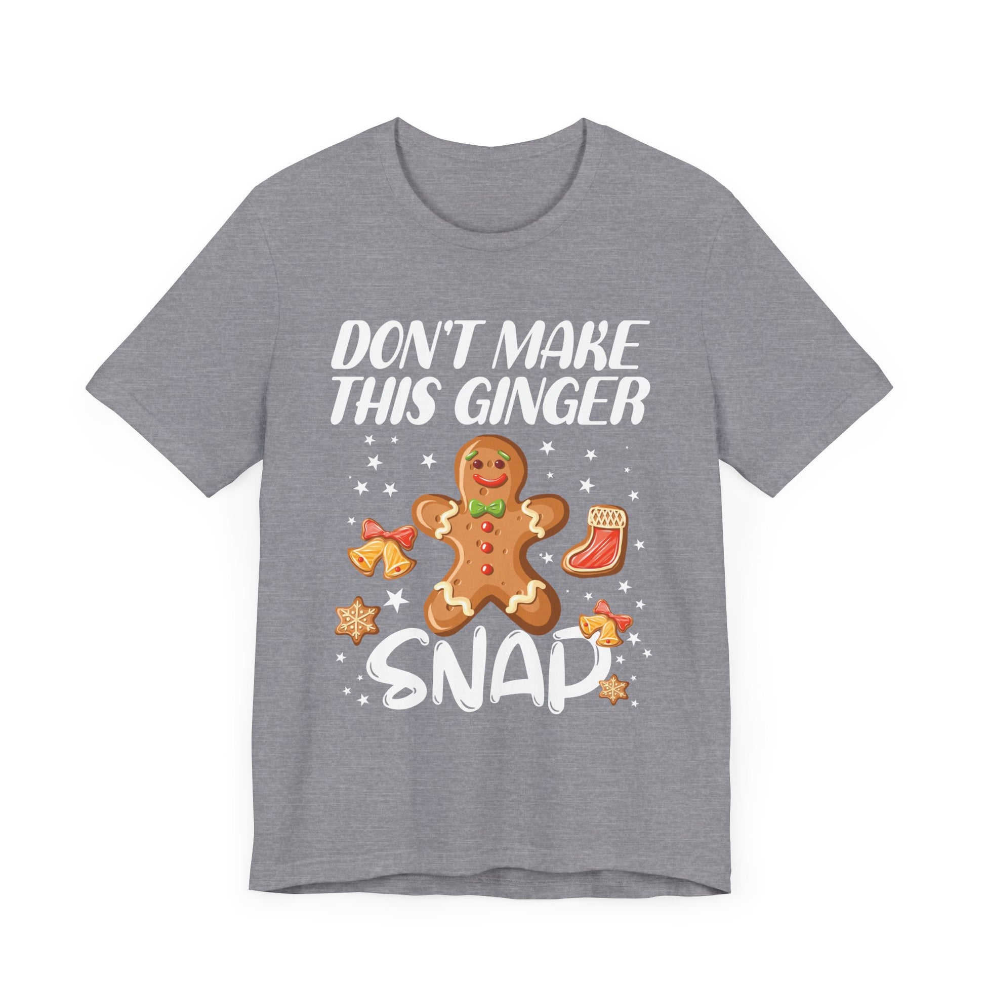 Funny Gingerbread Snap Tee for Holiday Cheer, Unisex Christmas Shirt, Cute Gift for Bakers, Fun Winter Apparel, Gingerbread Lover Gift