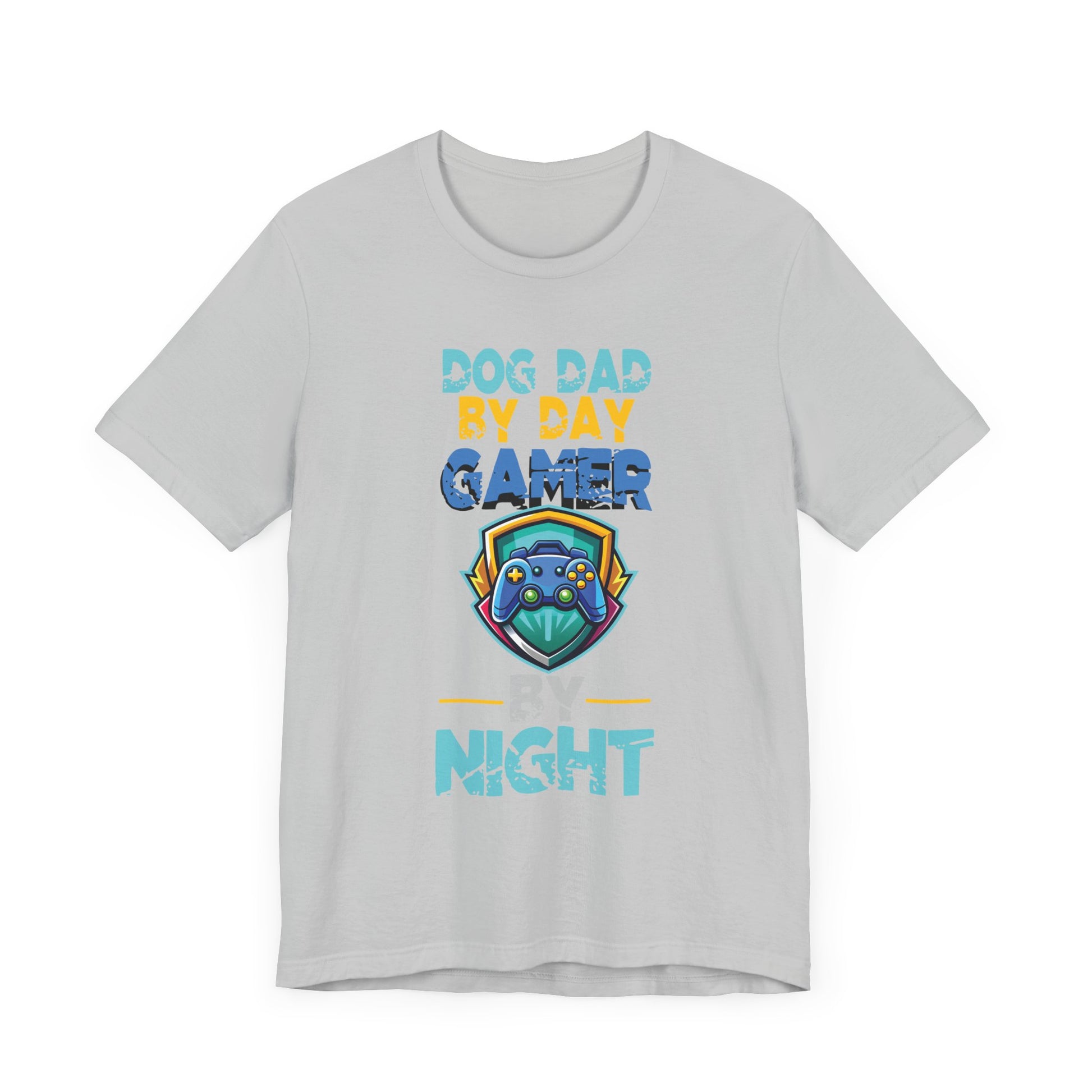 Funny Video Gamer Shirt Dog Dad By Day Gamer By Night T-Shirt  Unisex Jersey Short Sleeve Tee