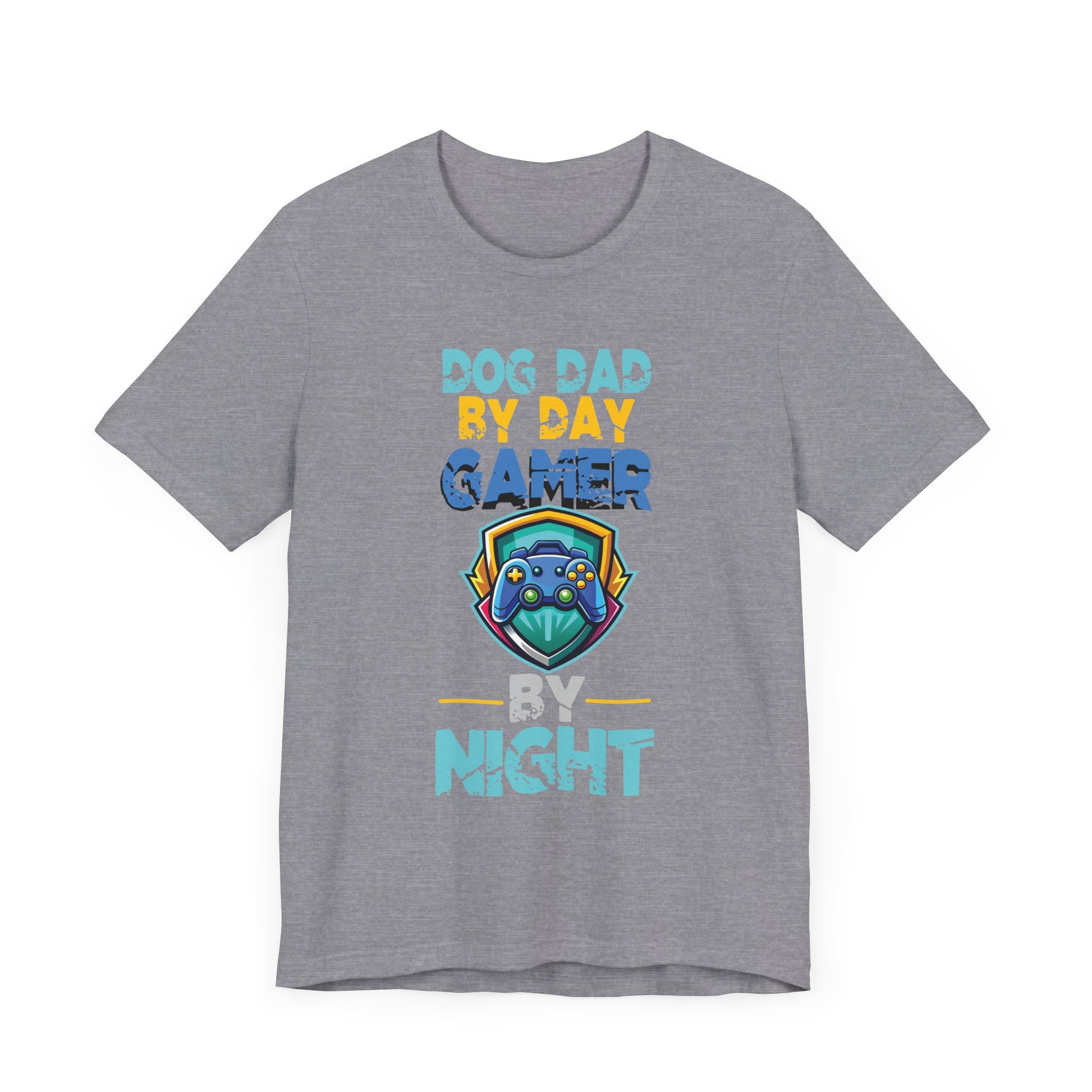 Funny Video Gamer Shirt Dog Dad By Day Gamer By Night T-Shirt  Unisex Jersey Short Sleeve Tee