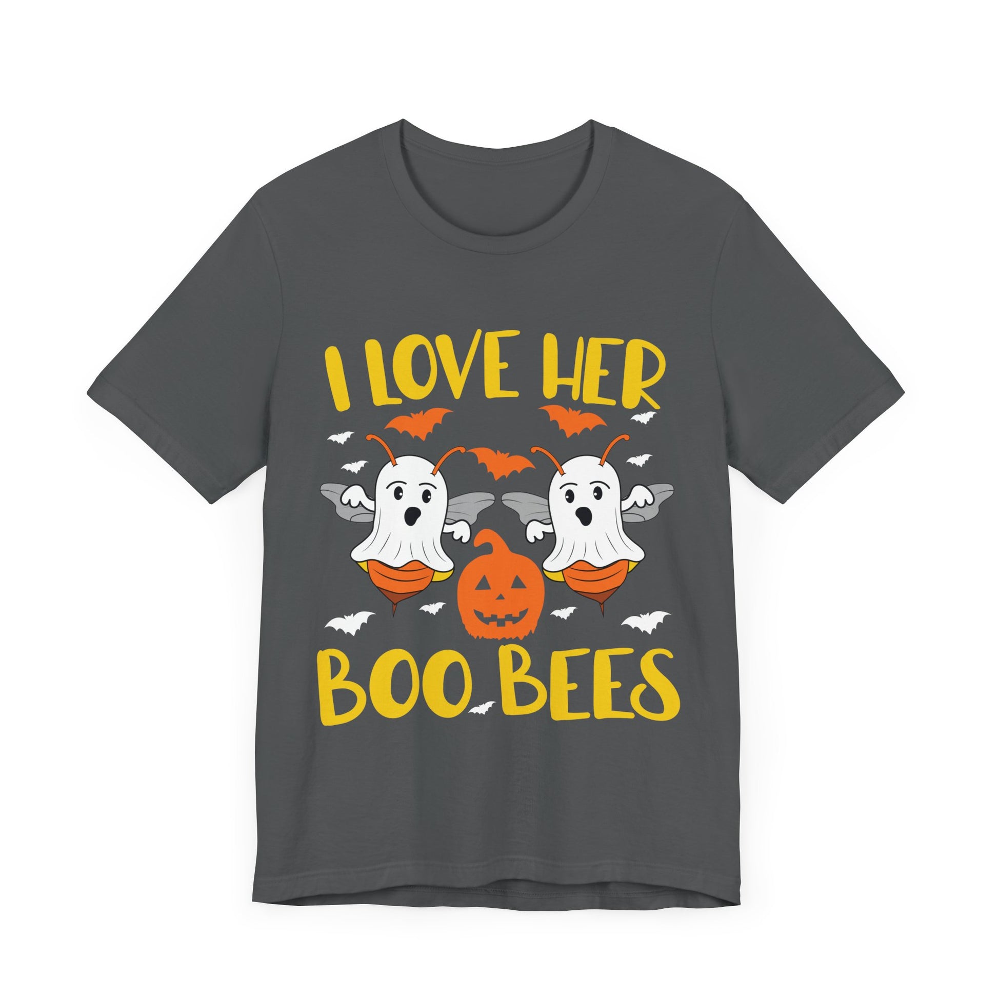 I Love Her Boo Bees Shirt Funny Couples Halloween Costume Unisex Jersey Short Sleeve Tee