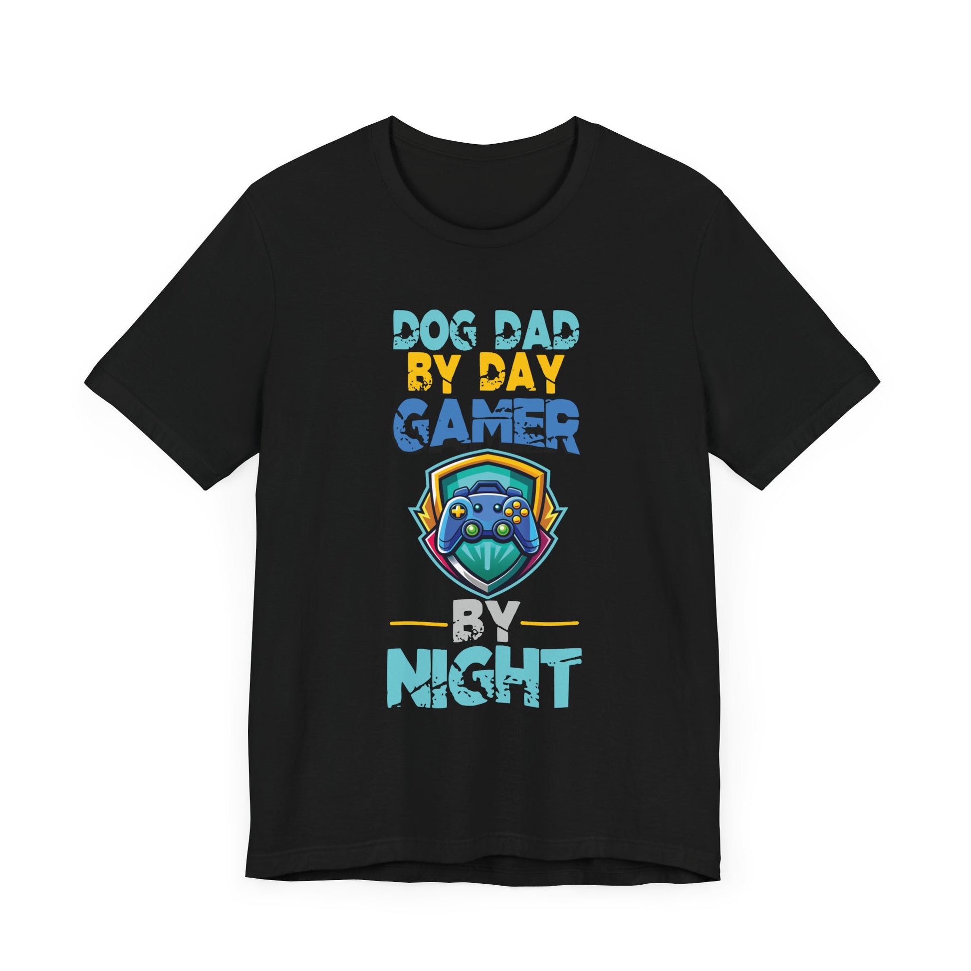 Funny Video Gamer Shirt Dog Dad By Day Gamer By Night T-Shirt  Unisex Jersey Short Sleeve Tee