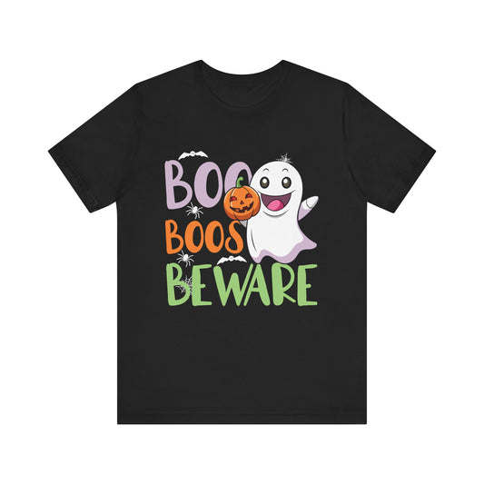 Halloween Ghost Short Sleeve Tee - "Boo Boo Beware"