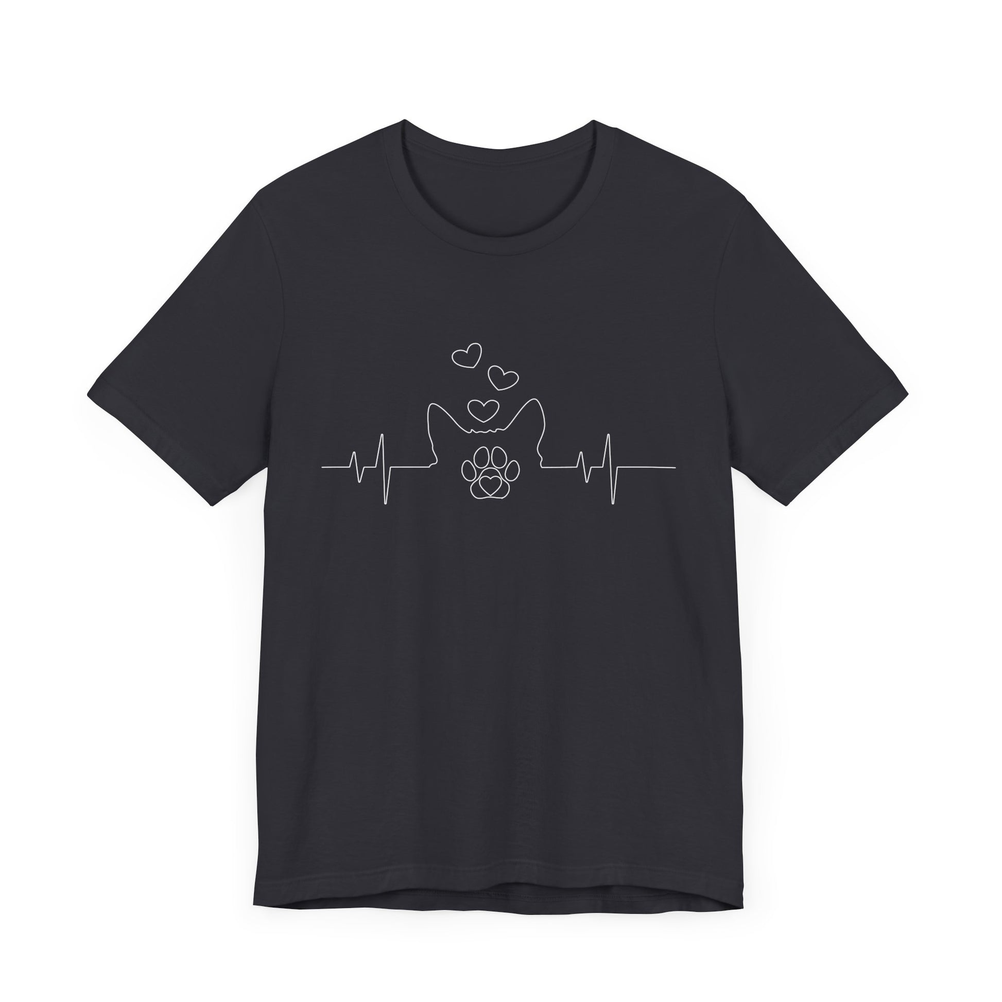 Cat Heartbeat Shirt Cute Kids Men Women Cat Lover Heart Beat. Heartbeat Love Unisex Jersey Tee - Perfect for Pet Lovers