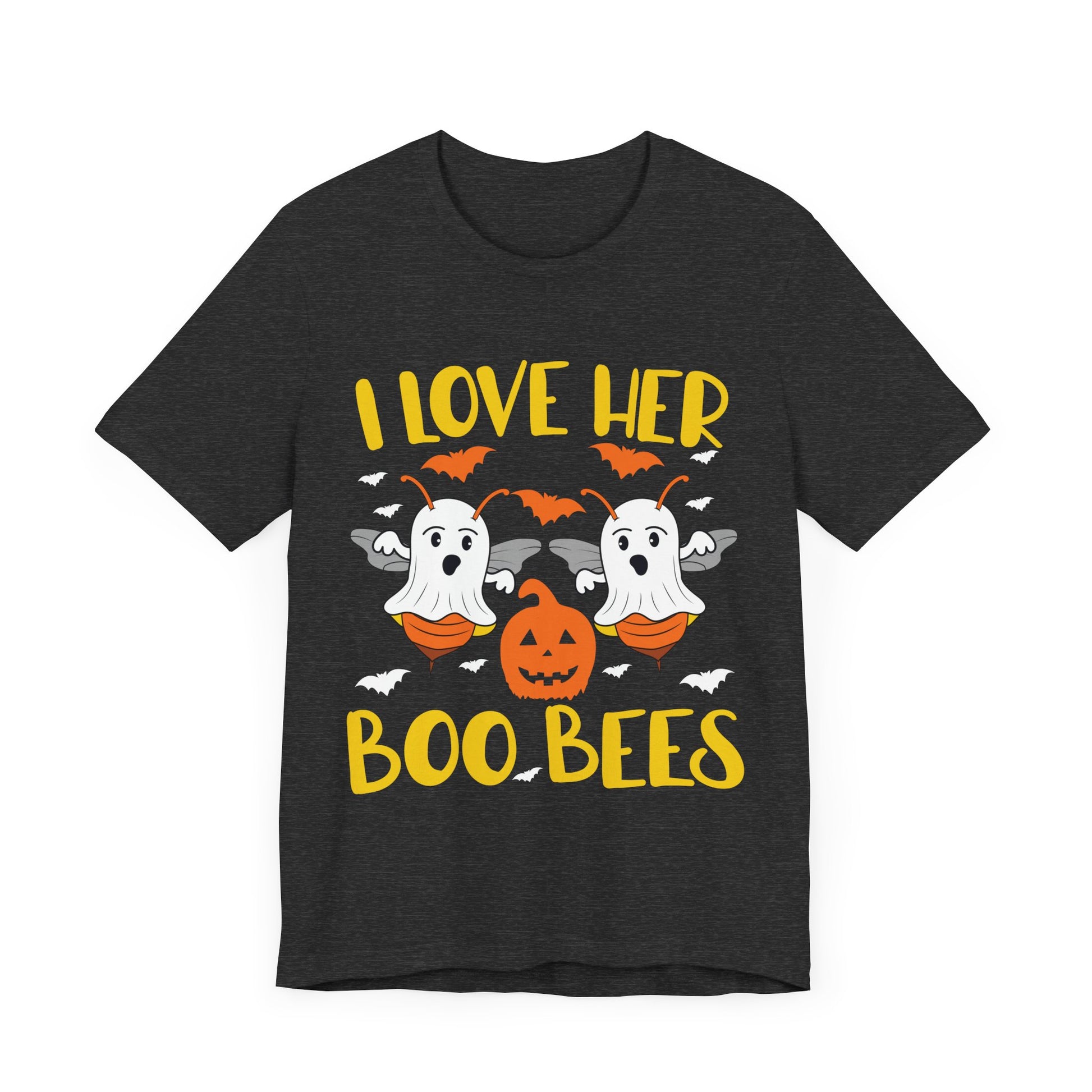 I Love Her Boo Bees Shirt Funny Couples Halloween Costume Unisex Jersey Short Sleeve Tee