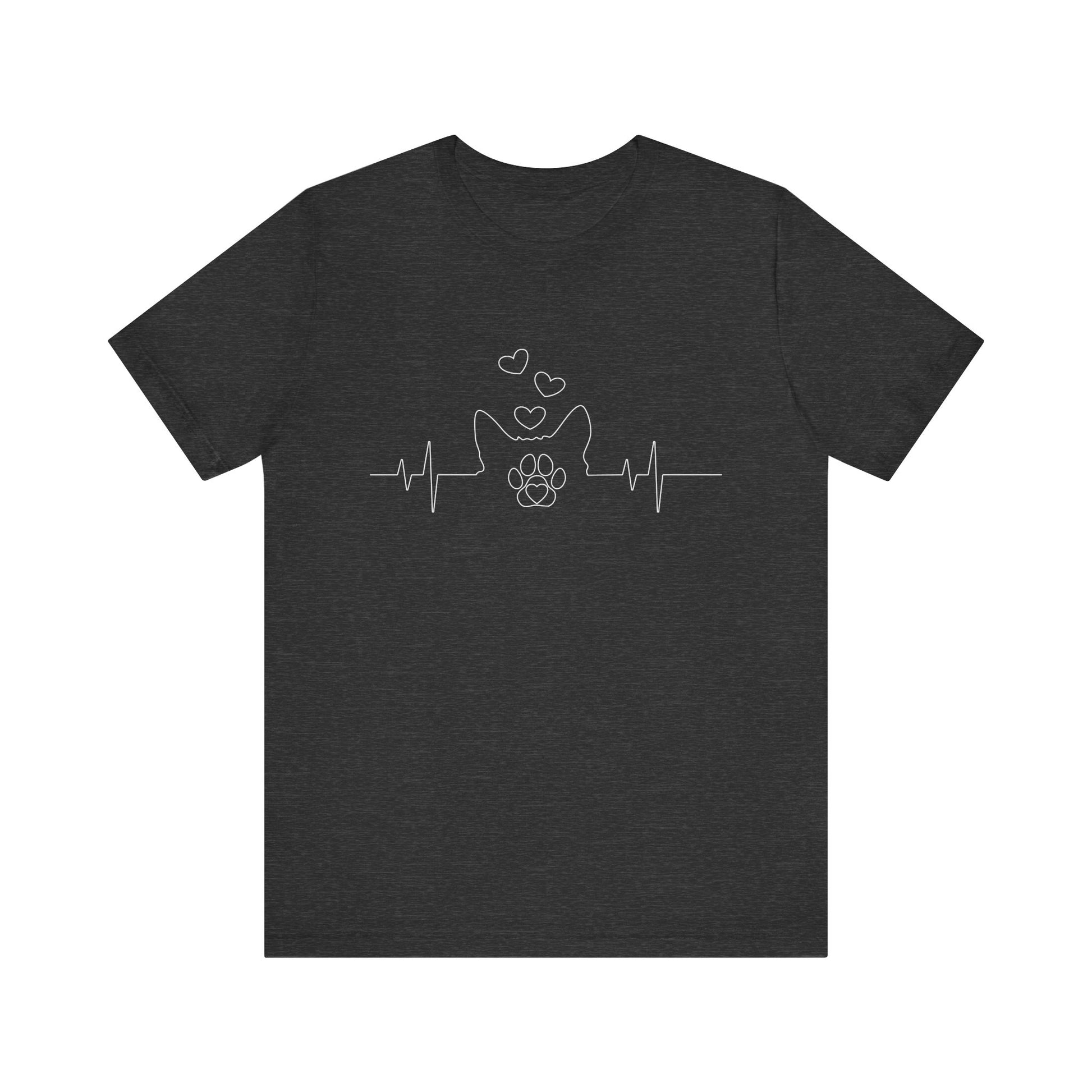 Cat Heartbeat Shirt Cute Kids Men Women Cat Lover Heart Beat. Heartbeat Love Unisex Jersey Tee - Perfect for Pet Lovers