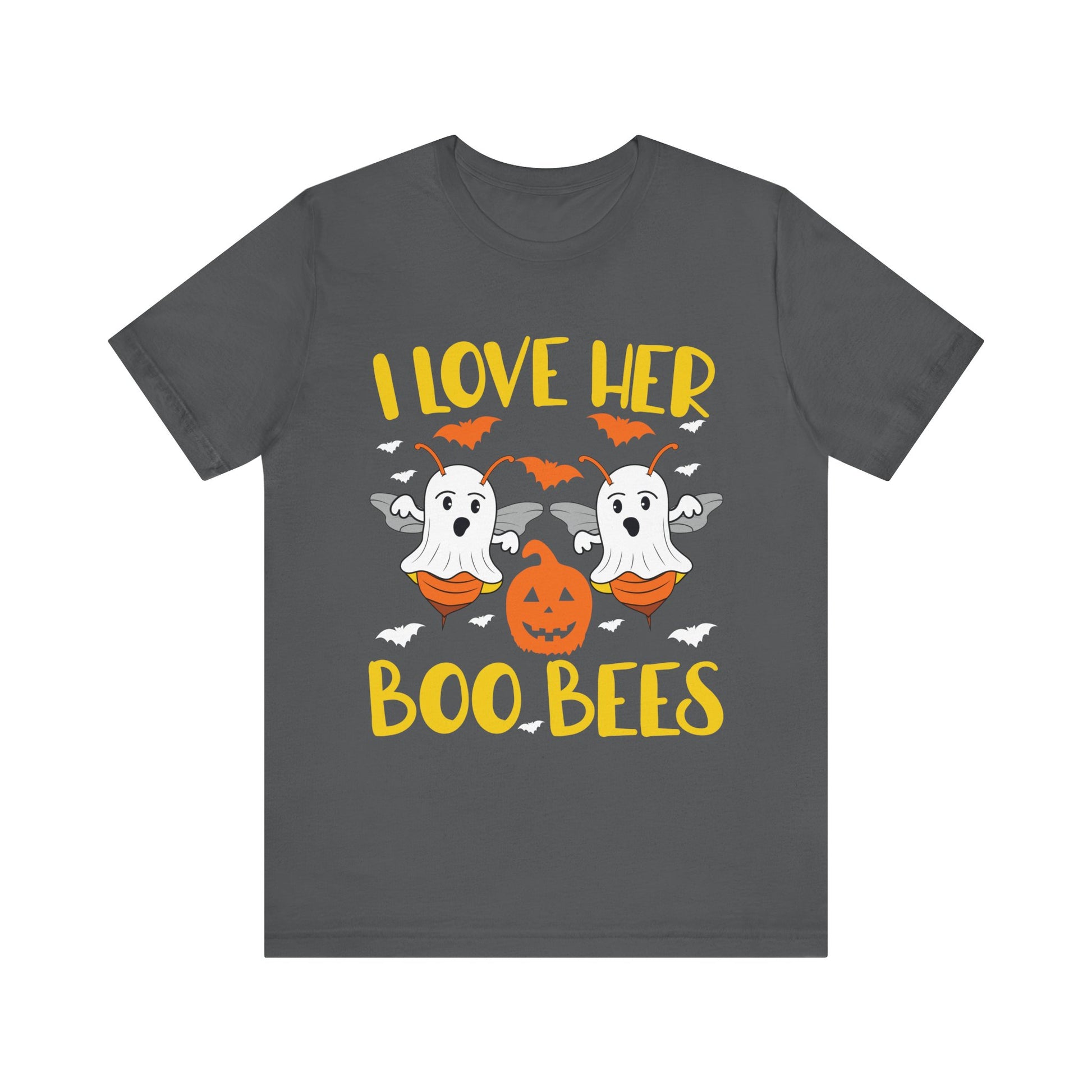 I Love Her Boo Bees Shirt Funny Couples Halloween Costume Unisex Jersey Short Sleeve Tee