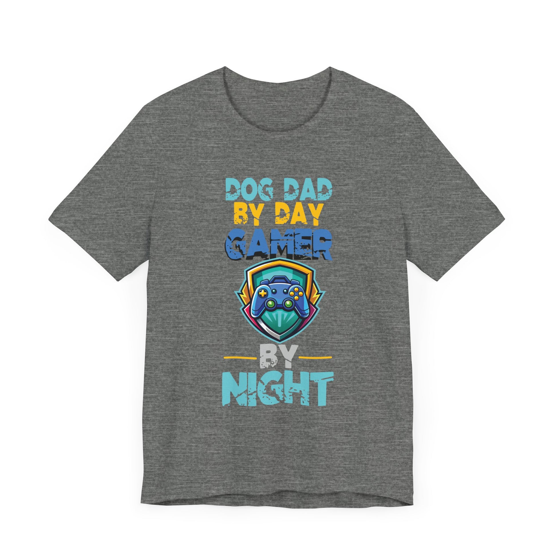 Funny Video Gamer Shirt Dog Dad By Day Gamer By Night T-Shirt  Unisex Jersey Short Sleeve Tee