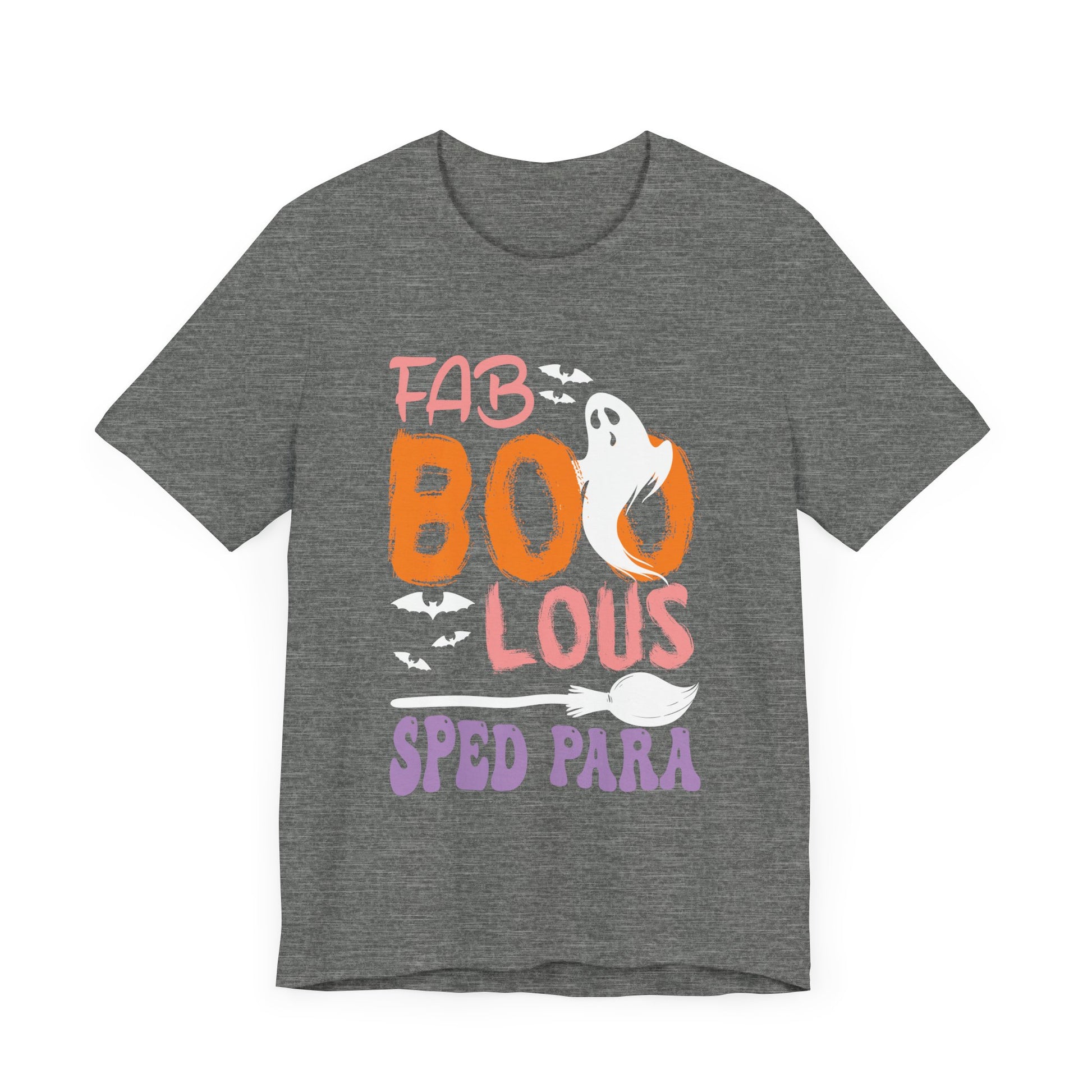 Cute Fab Boo Lous Sped Para Ghost Pumpkin Spooky Halloween Long Sleeve T-Shirt Unisex Jersey Short Sleeve Tee