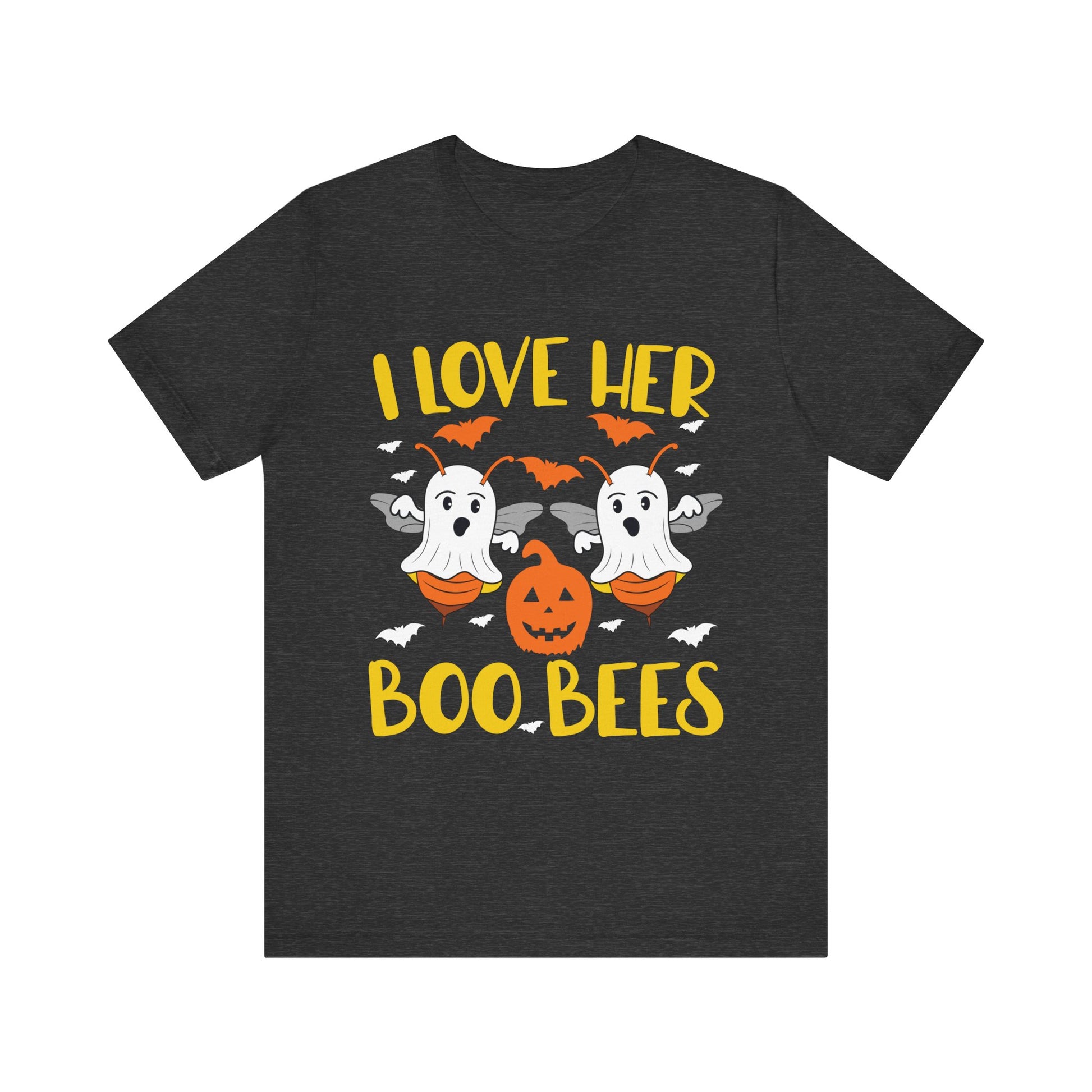 I Love Her Boo Bees Shirt Funny Couples Halloween Costume Unisex Jersey Short Sleeve Tee