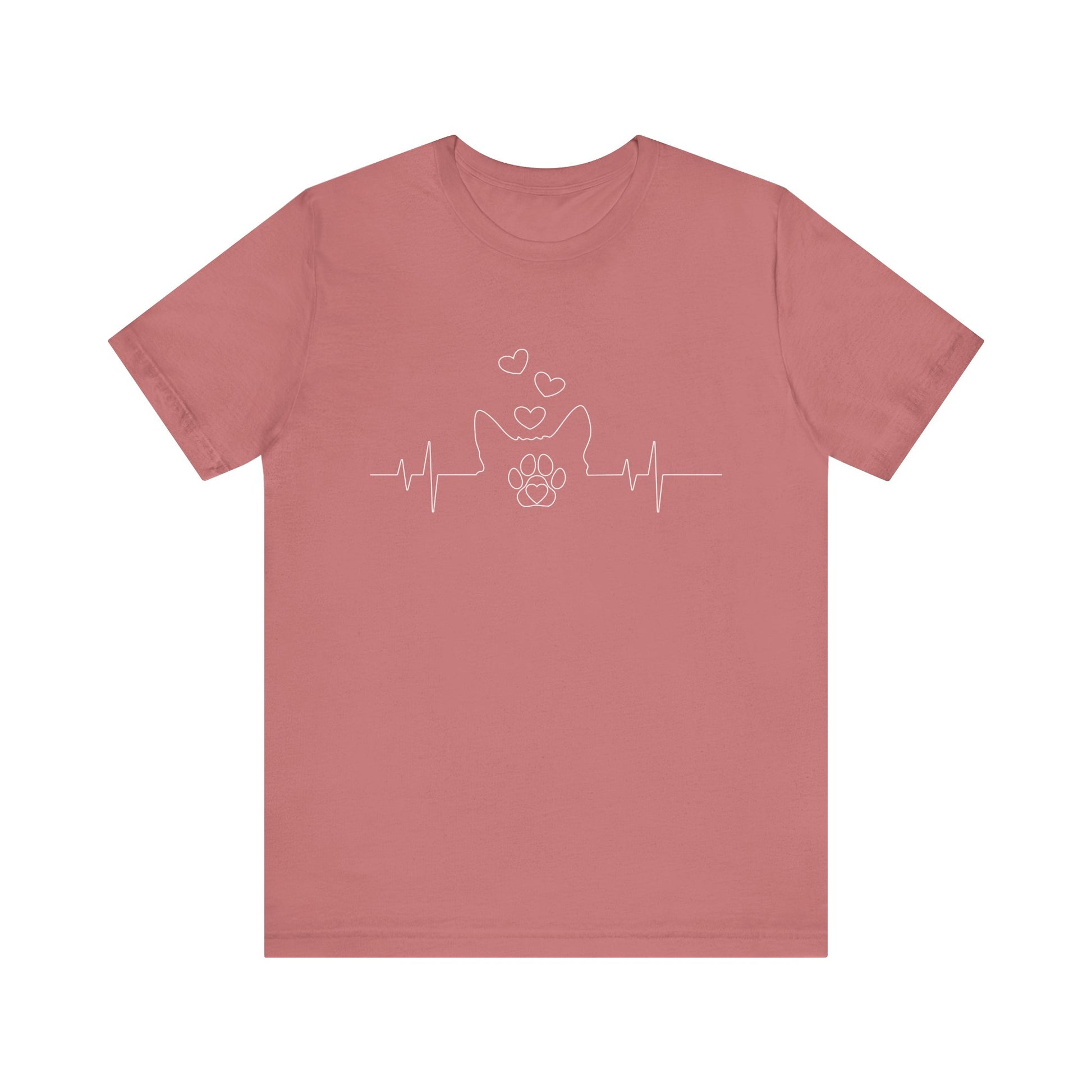 Cat Heartbeat Shirt Cute Kids Men Women Cat Lover Heart Beat. Heartbeat Love Unisex Jersey Tee - Perfect for Pet Lovers