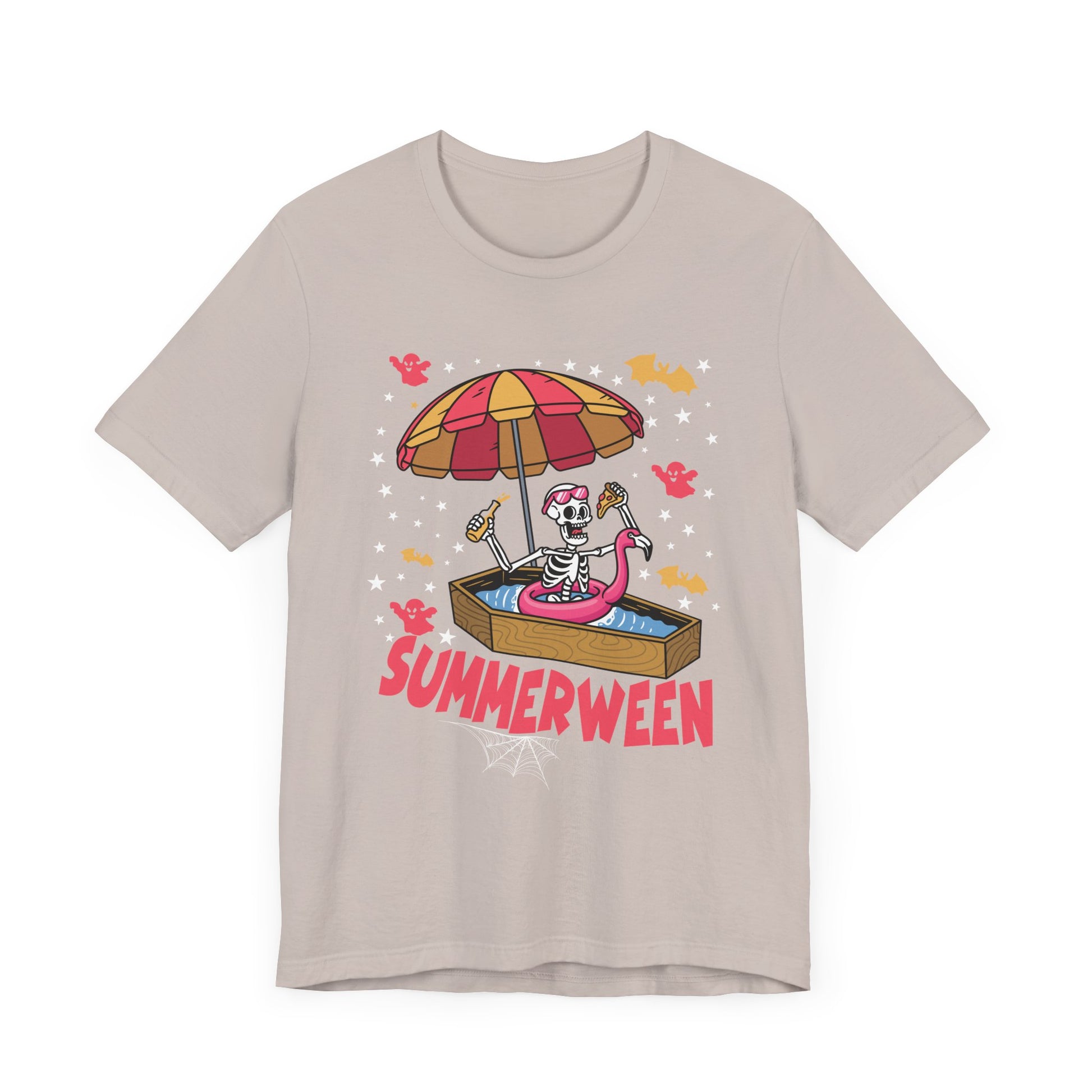 Fun Summerween Skeleton T-Shirt | Unisex Jersey Tee for Halloween and Summer Celebrations