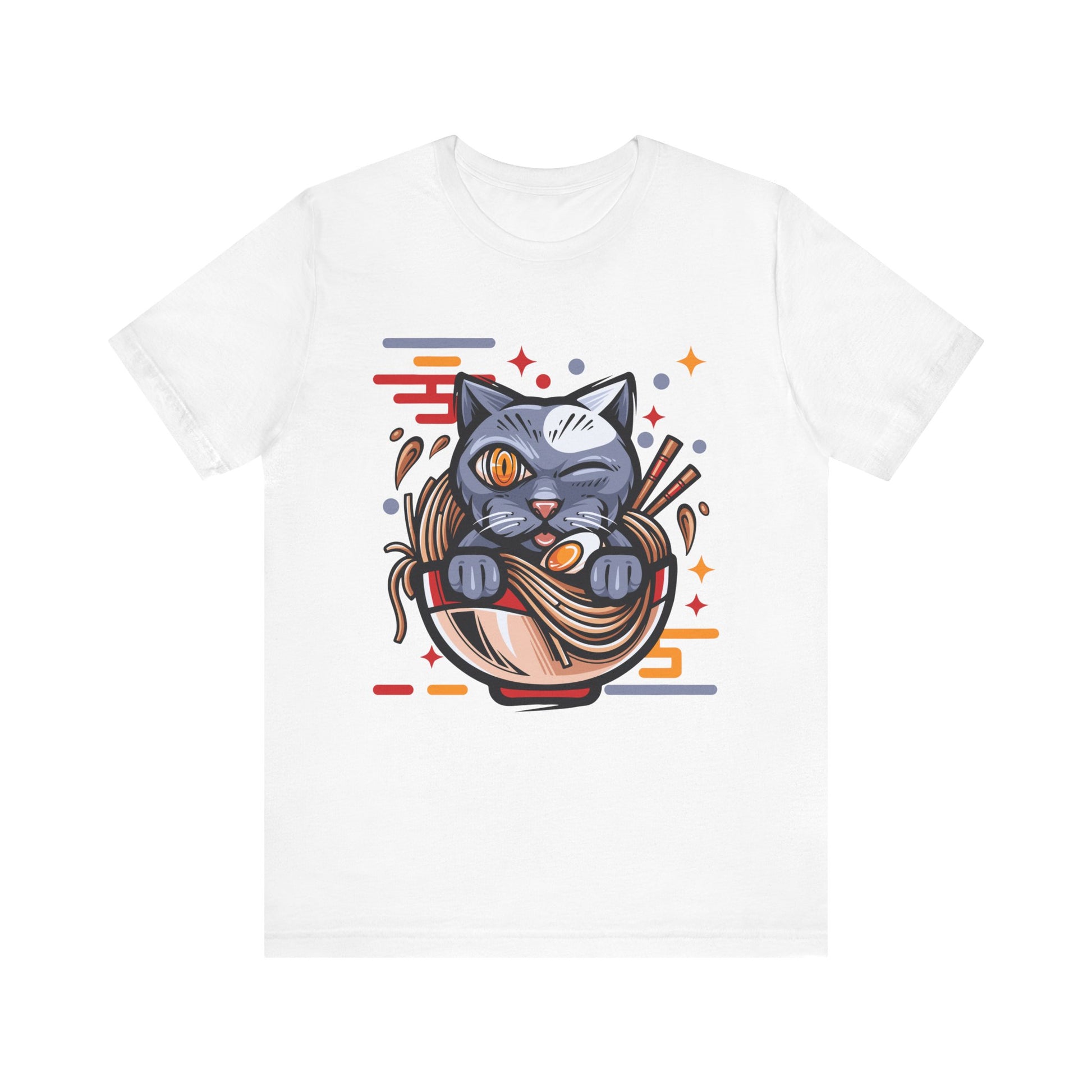Playful Cat Noodle Bowl Tee - Unisex Short Sleeve Shirt