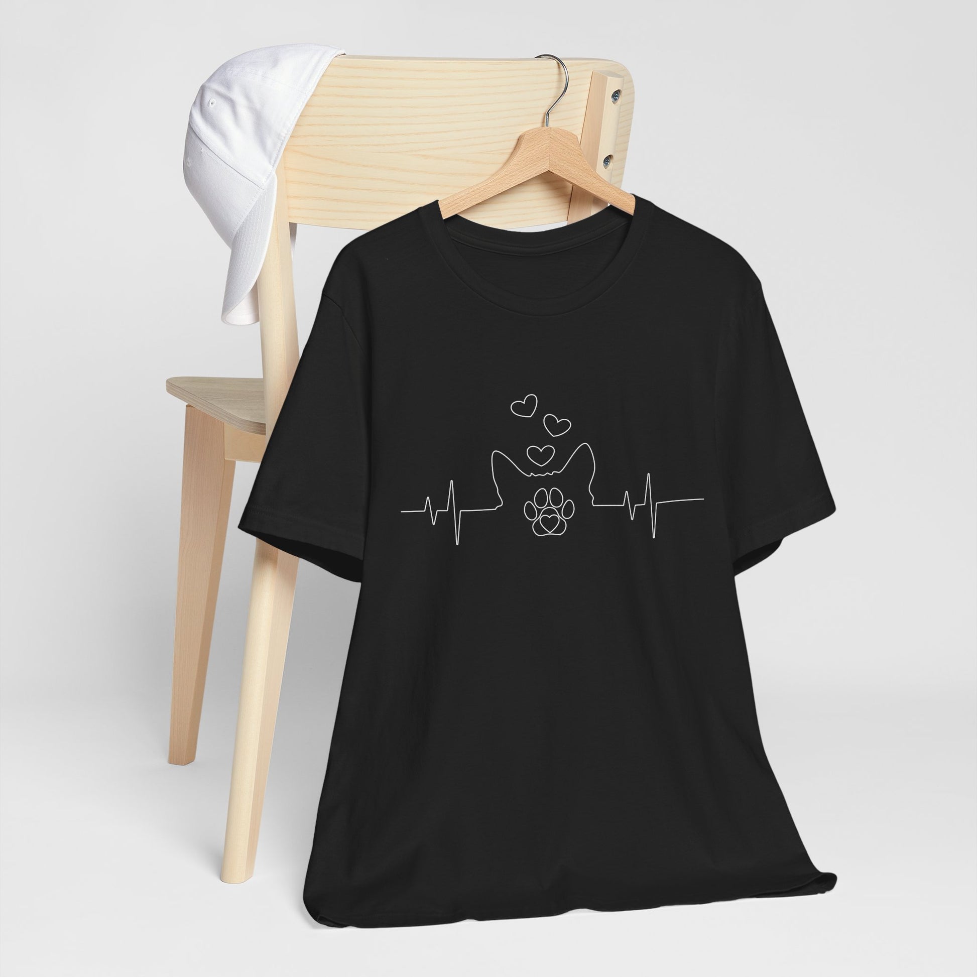 Cat Heartbeat Shirt Cute Kids Men Women Cat Lover Heart Beat. Heartbeat Love Unisex Jersey Tee - Perfect for Pet Lovers
