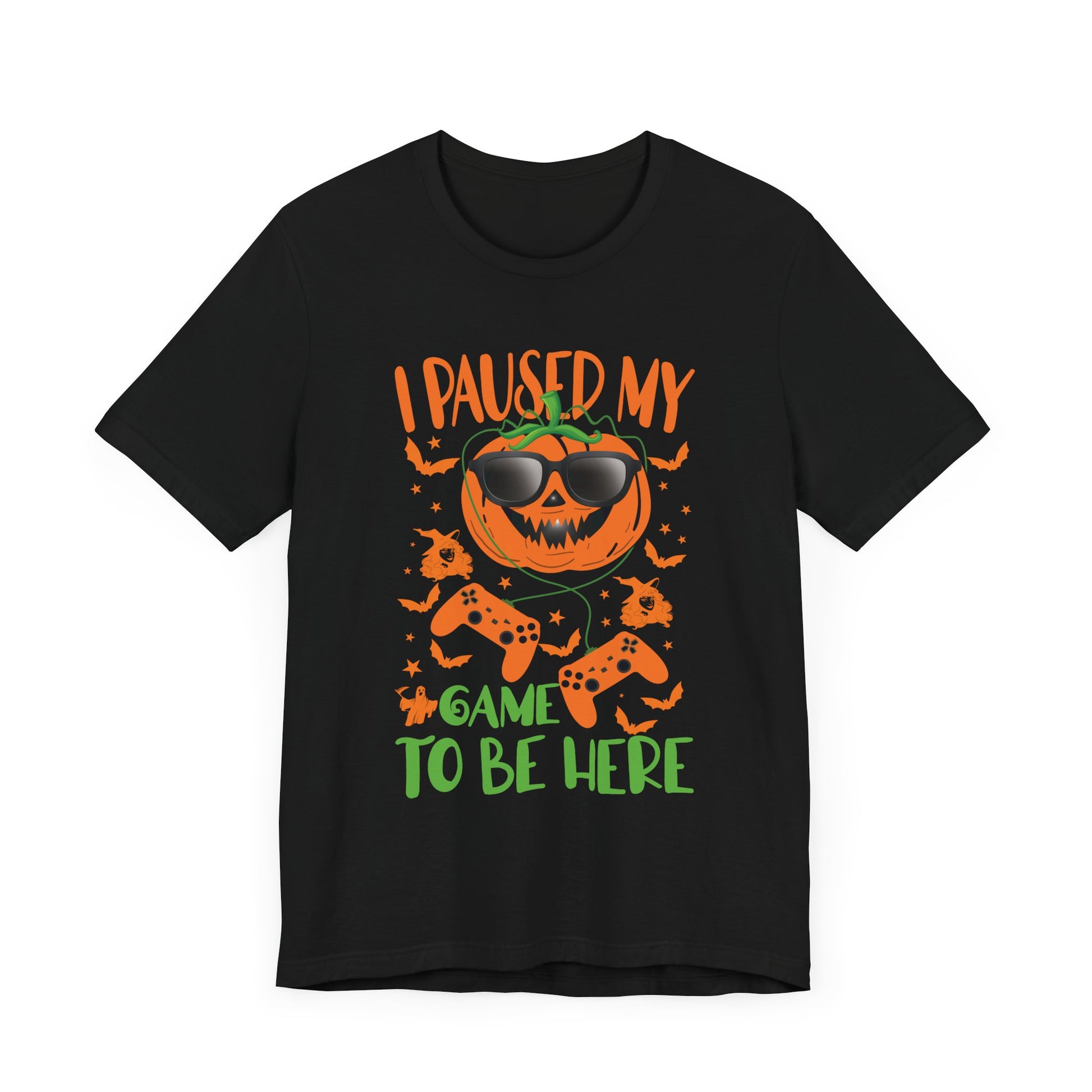 I Paused My Game To Be Here With Pumpkin Video Game Unisex Jersey Short Sleeve Tee