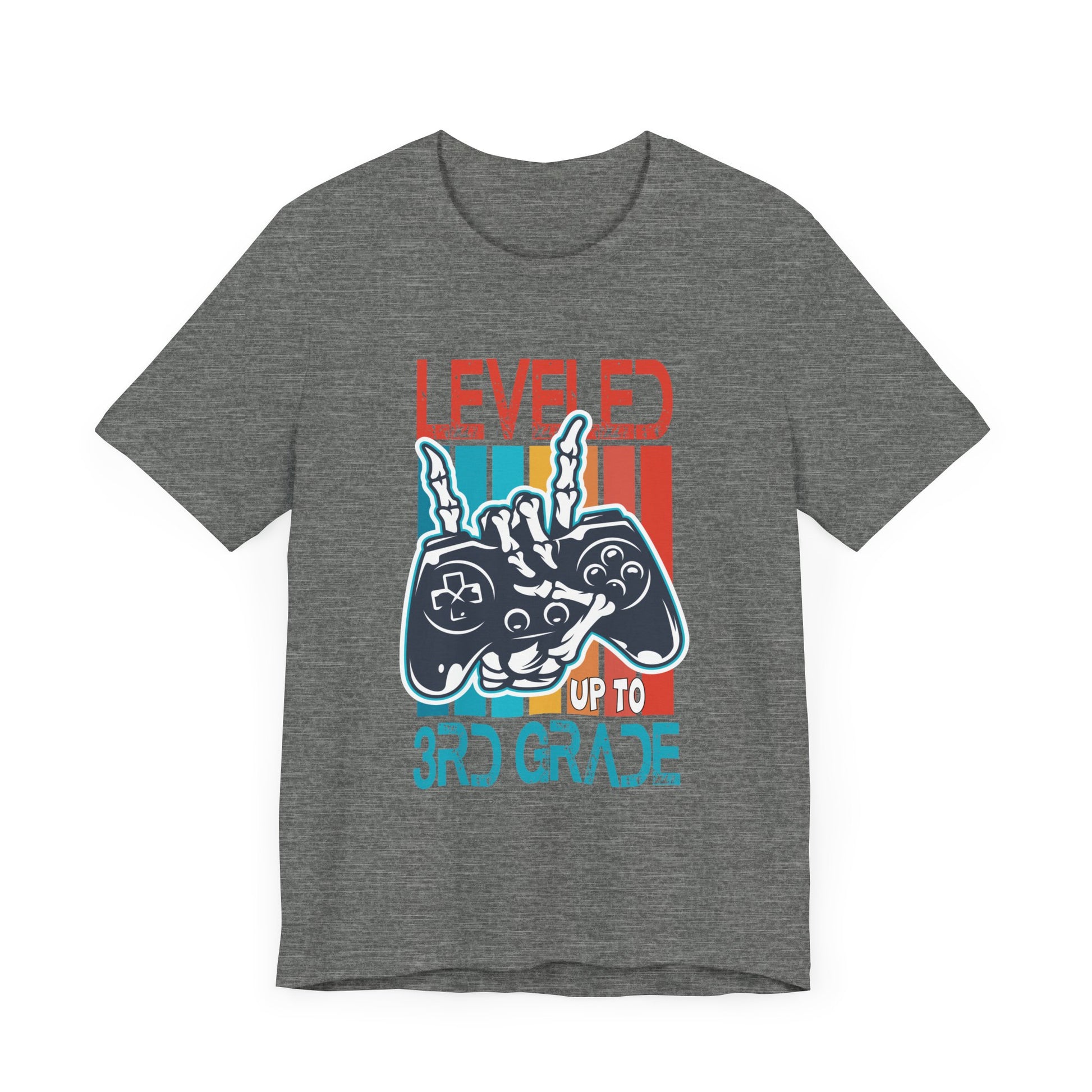 Leveled Up To 3rd Grade Gamer Back To School First Day Boys T-Shirt Unisex Jersey Short Sleeve Tee