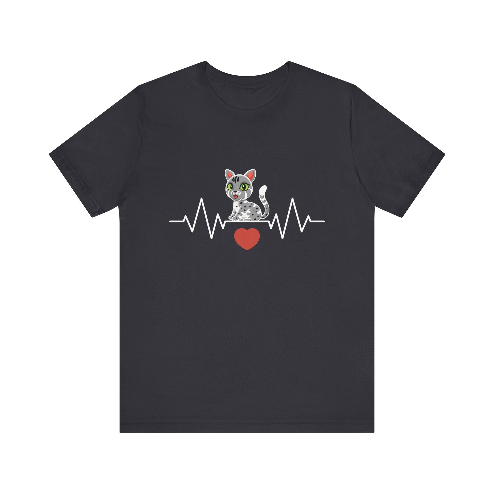Cat Lover's Heartbeat Tee - Unisex Jersey Short Sleeve T-Shirt