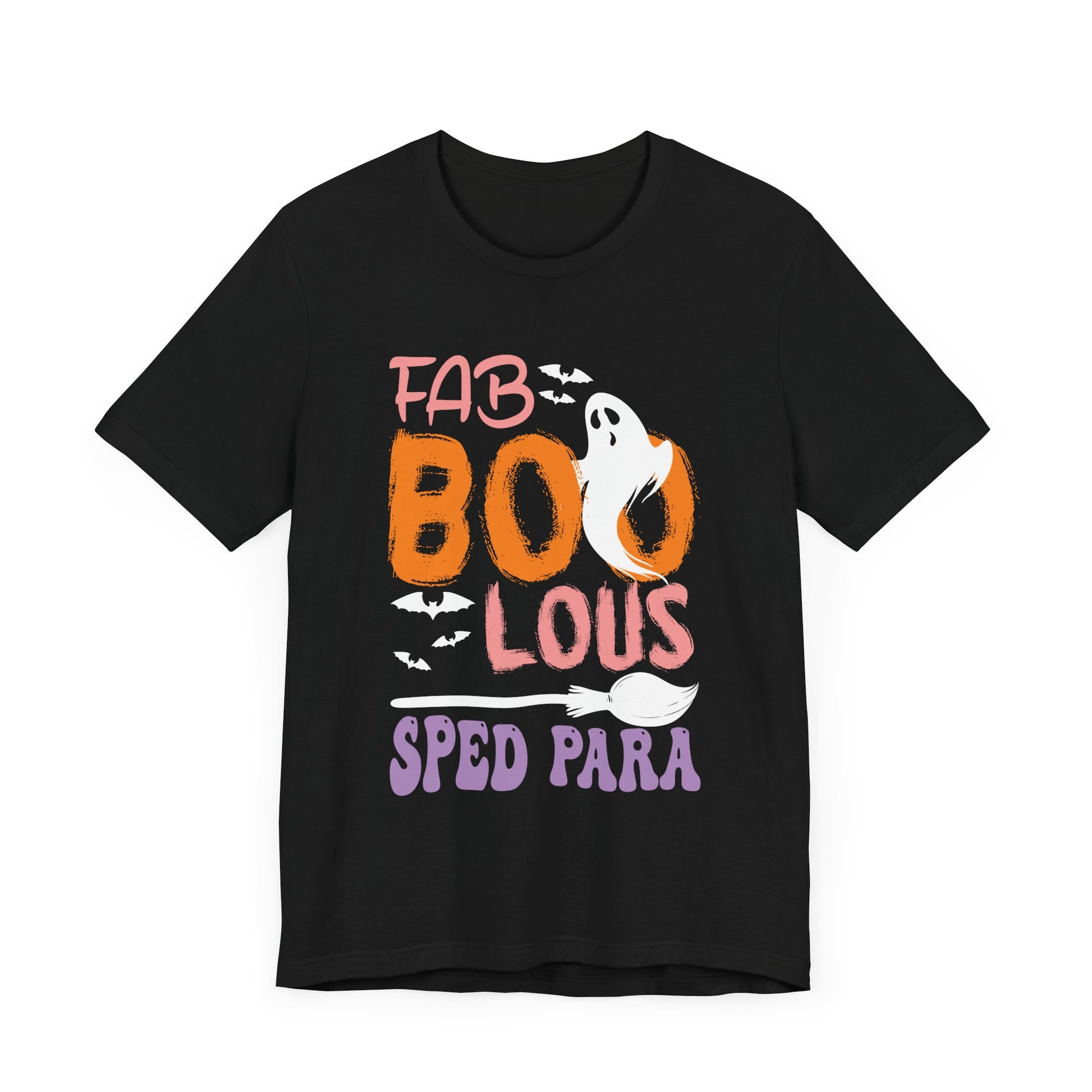 Cute Fab Boo Lous Sped Para Ghost Pumpkin Spooky Halloween Long Sleeve T-Shirt Unisex Jersey Short Sleeve Tee