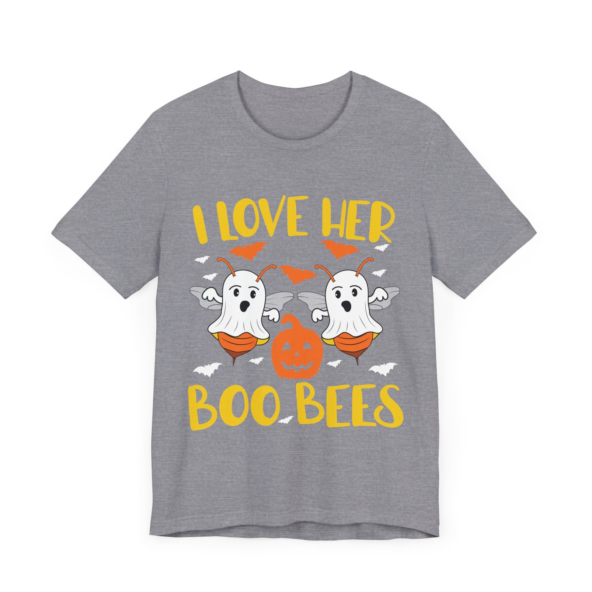 I Love Her Boo Bees Shirt Funny Couples Halloween Costume Unisex Jersey Short Sleeve Tee