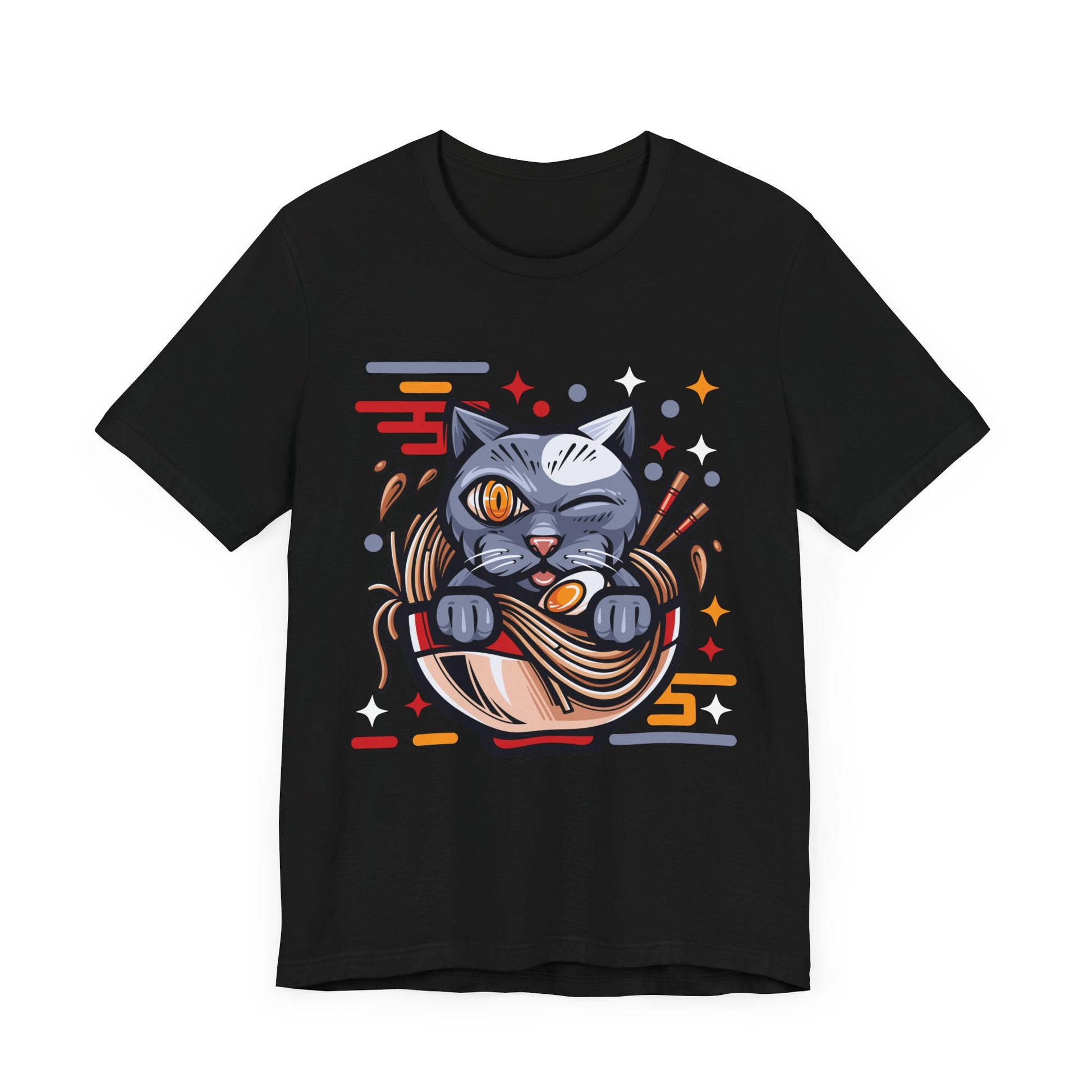 Playful Cat Noodle Bowl Tee - Unisex Short Sleeve Shirt