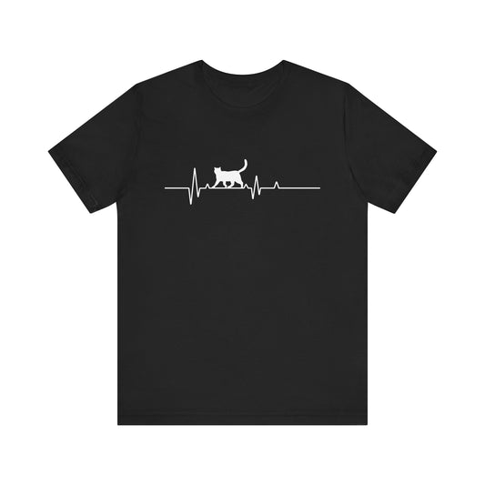 Cat Heartbeat Unisex Tee, Pet Lover Gift, Animal Lover Shirt, Casual Everyday Wear, Gift for Cat Owners, Cat Mom Tee