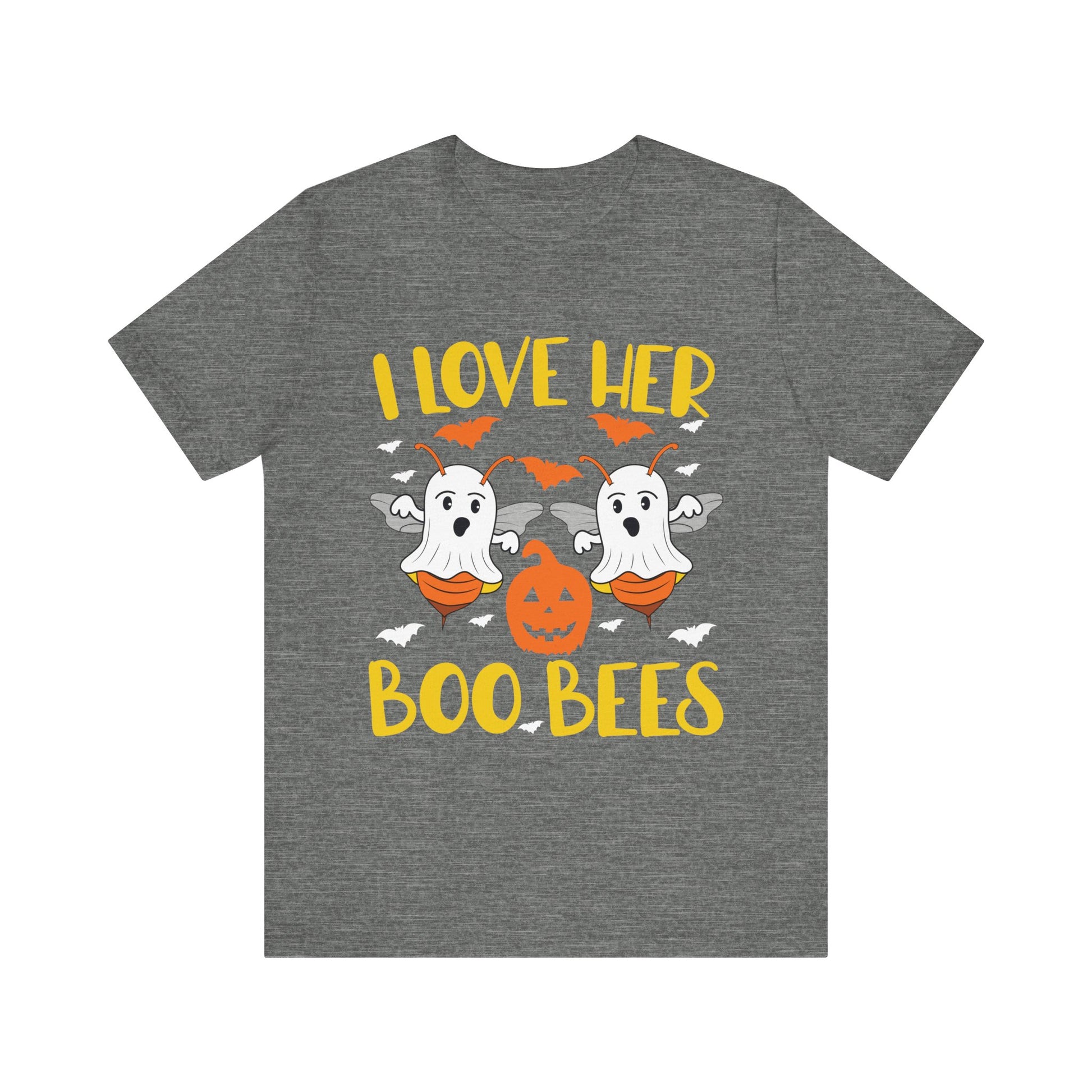 I Love Her Boo Bees Shirt Funny Couples Halloween Costume Unisex Jersey Short Sleeve Tee