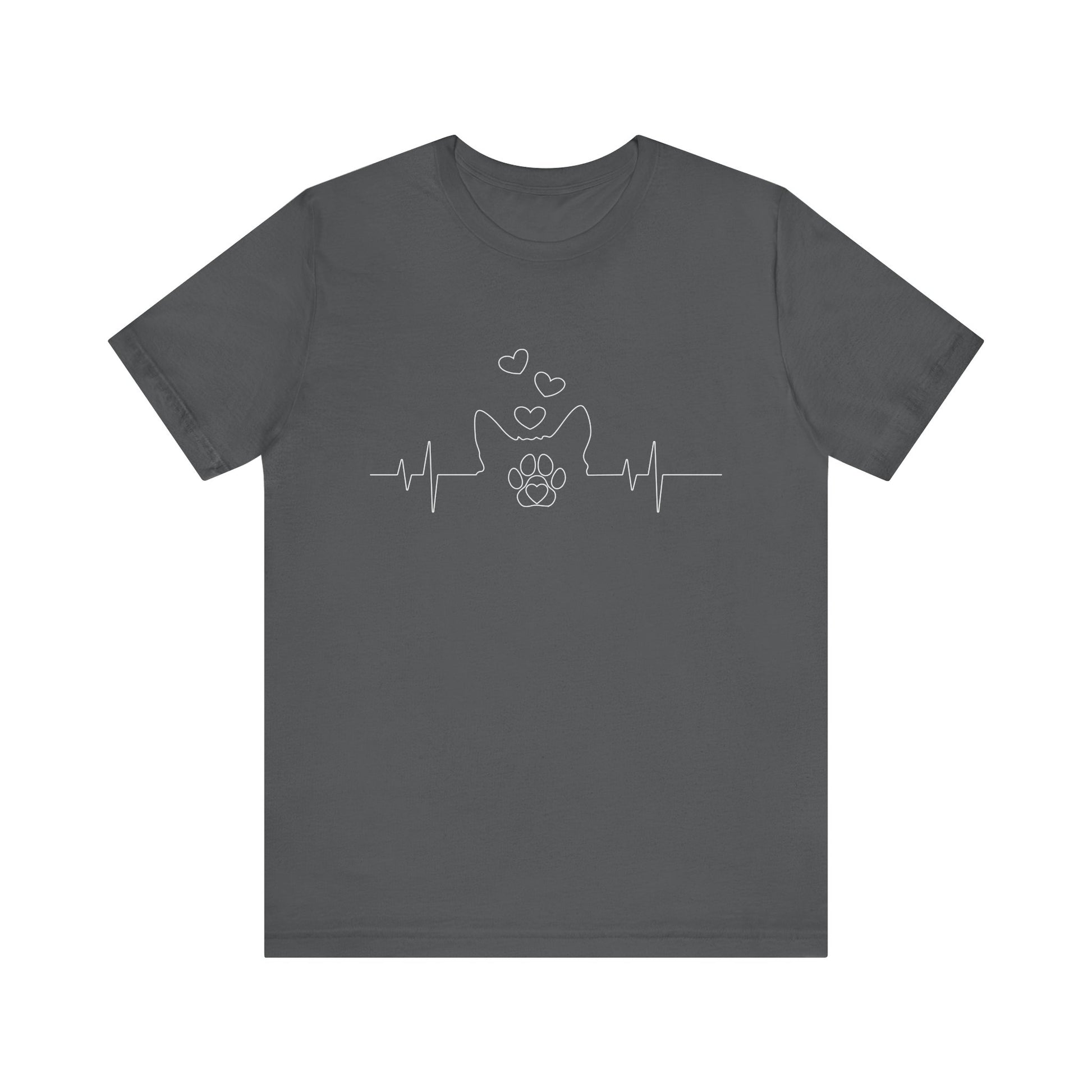 Cat Heartbeat Shirt Cute Kids Men Women Cat Lover Heart Beat. Heartbeat Love Unisex Jersey Tee - Perfect for Pet Lovers