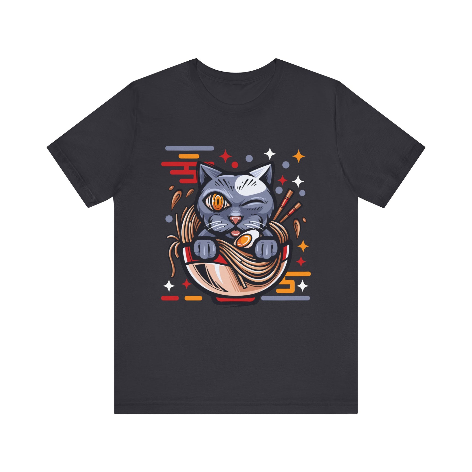 Playful Cat Noodle Bowl Tee - Unisex Short Sleeve Shirt