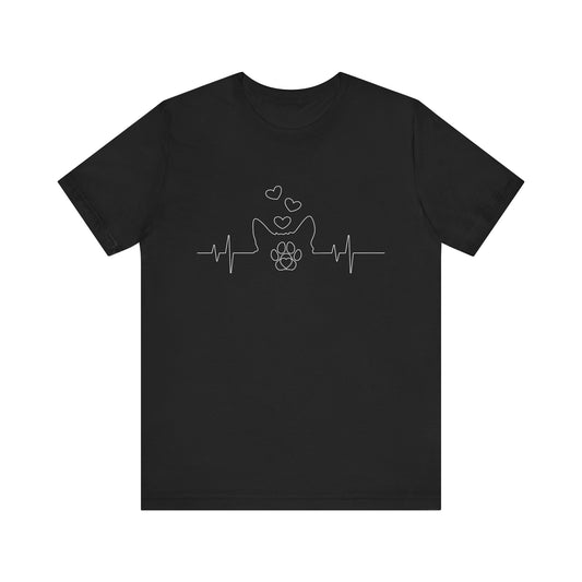 Cat Heartbeat Shirt Cute Kids Men Women Cat Lover Heart Beat. Heartbeat Love Unisex Jersey Tee - Perfect for Pet Lovers