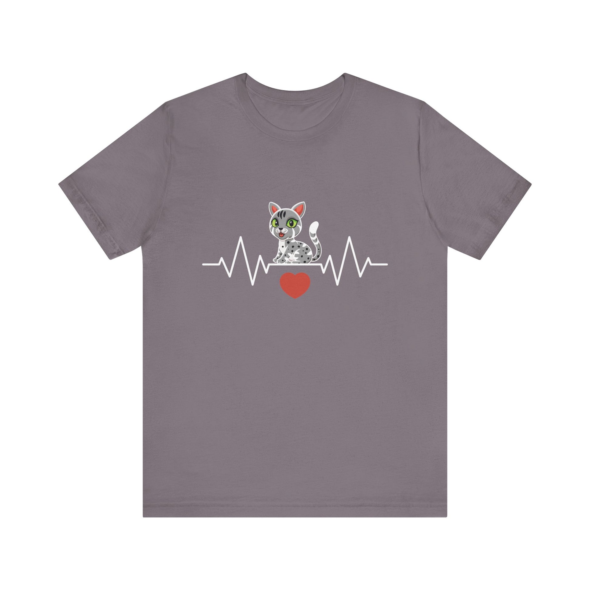 Cat Lover's Heartbeat Tee - Unisex Jersey Short Sleeve T-Shirt
