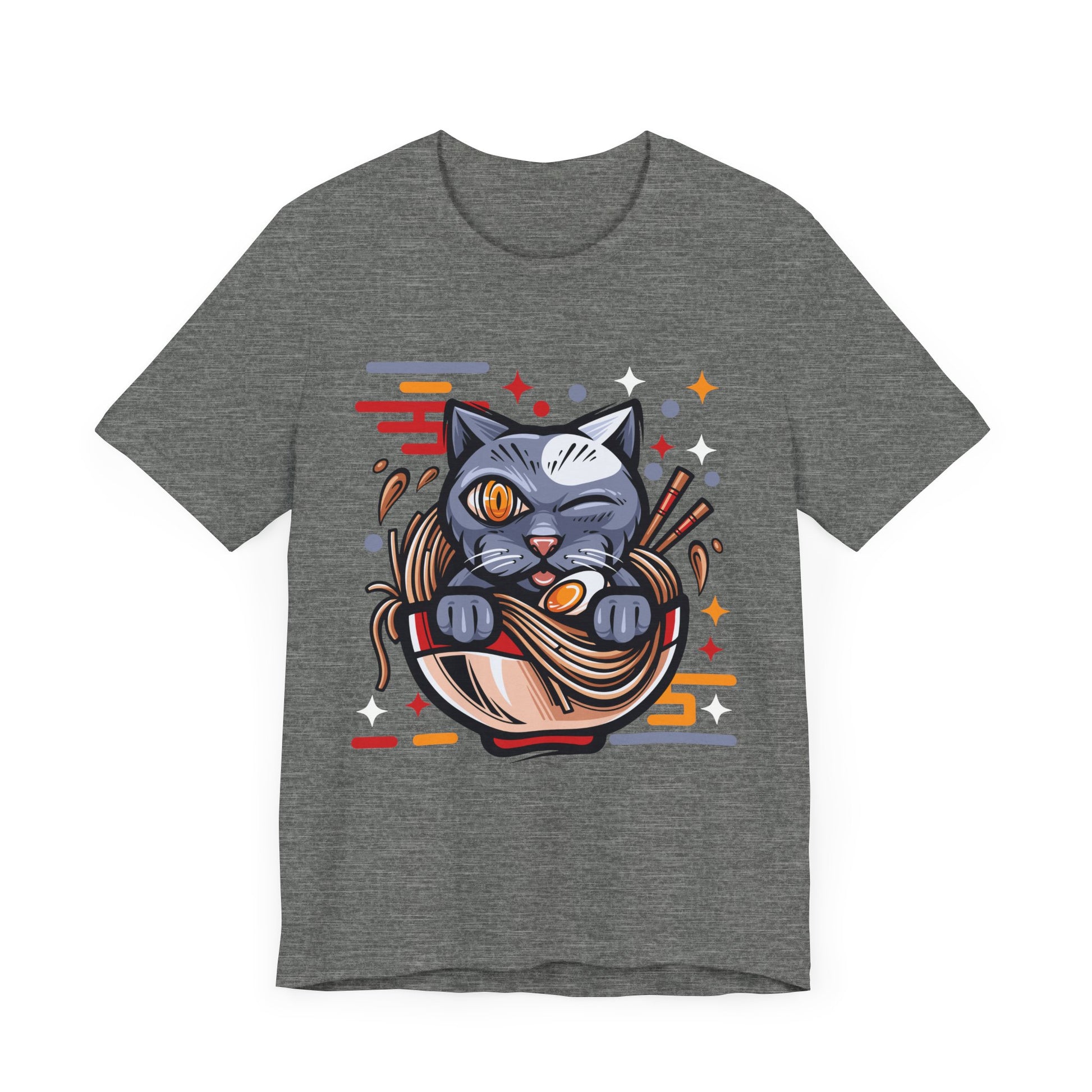Playful Cat Noodle Bowl Tee - Unisex Short Sleeve Shirt