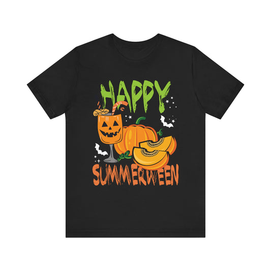 Happy Summerween Summer Fruits Jack-o-lantern Halloween  Unisex Jersey Short Sleeve Tee