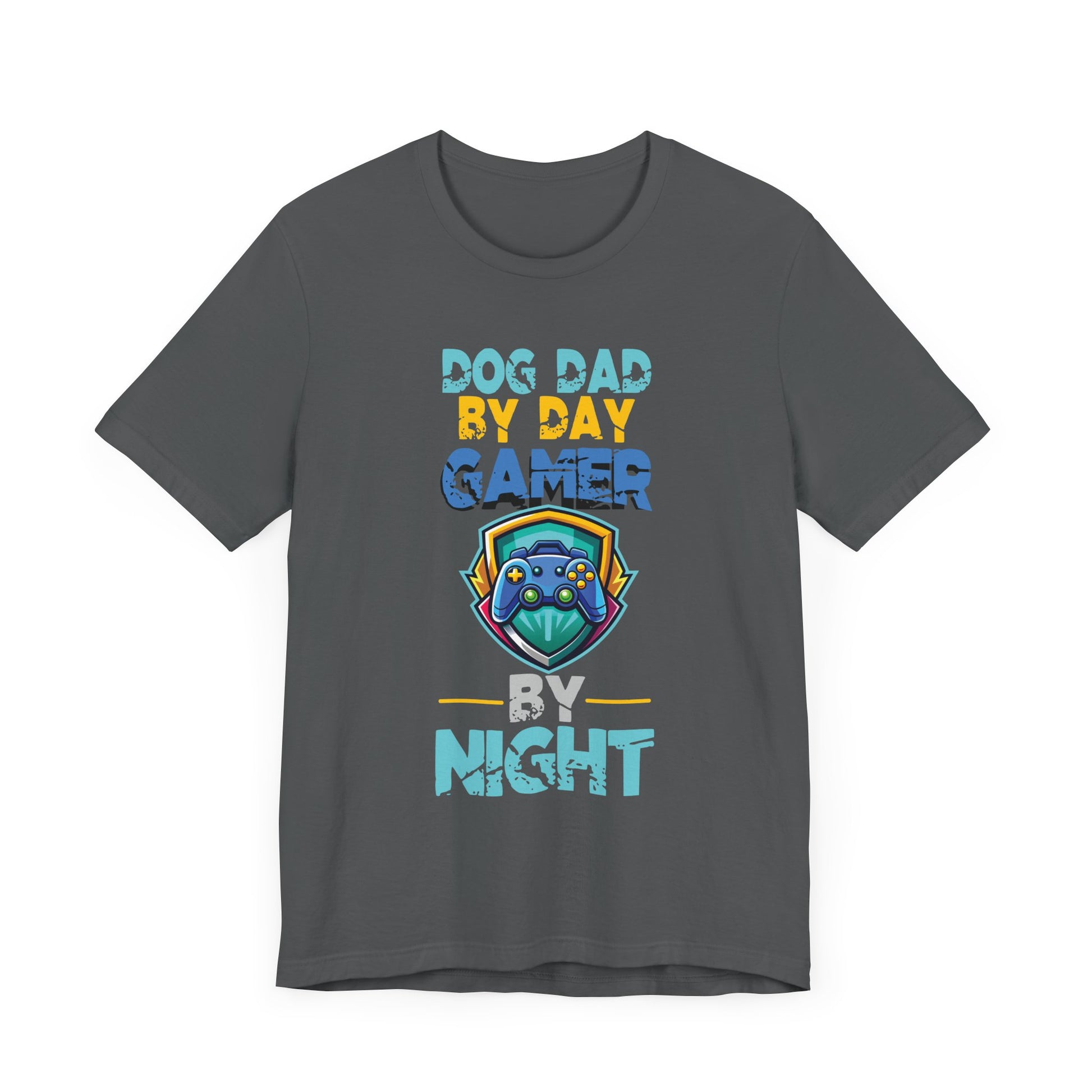 Funny Video Gamer Shirt Dog Dad By Day Gamer By Night T-Shirt  Unisex Jersey Short Sleeve Tee