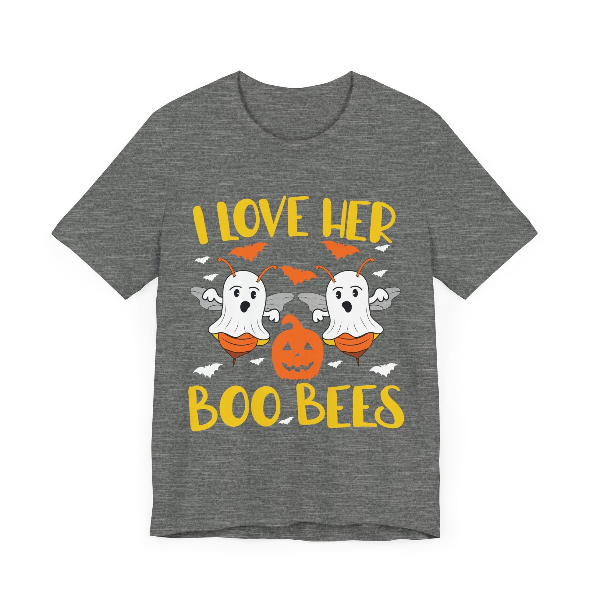 I Love Her Boo Bees Shirt Funny Couples Halloween Costume Unisex Jersey Short Sleeve Tee