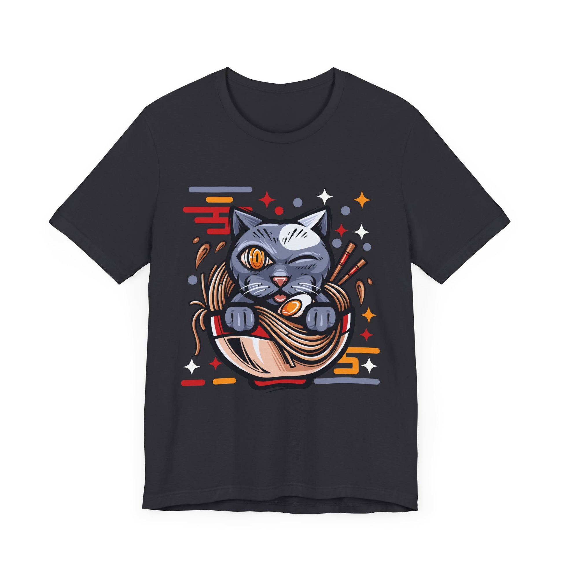 Playful Cat Noodle Bowl Tee - Unisex Short Sleeve Shirt