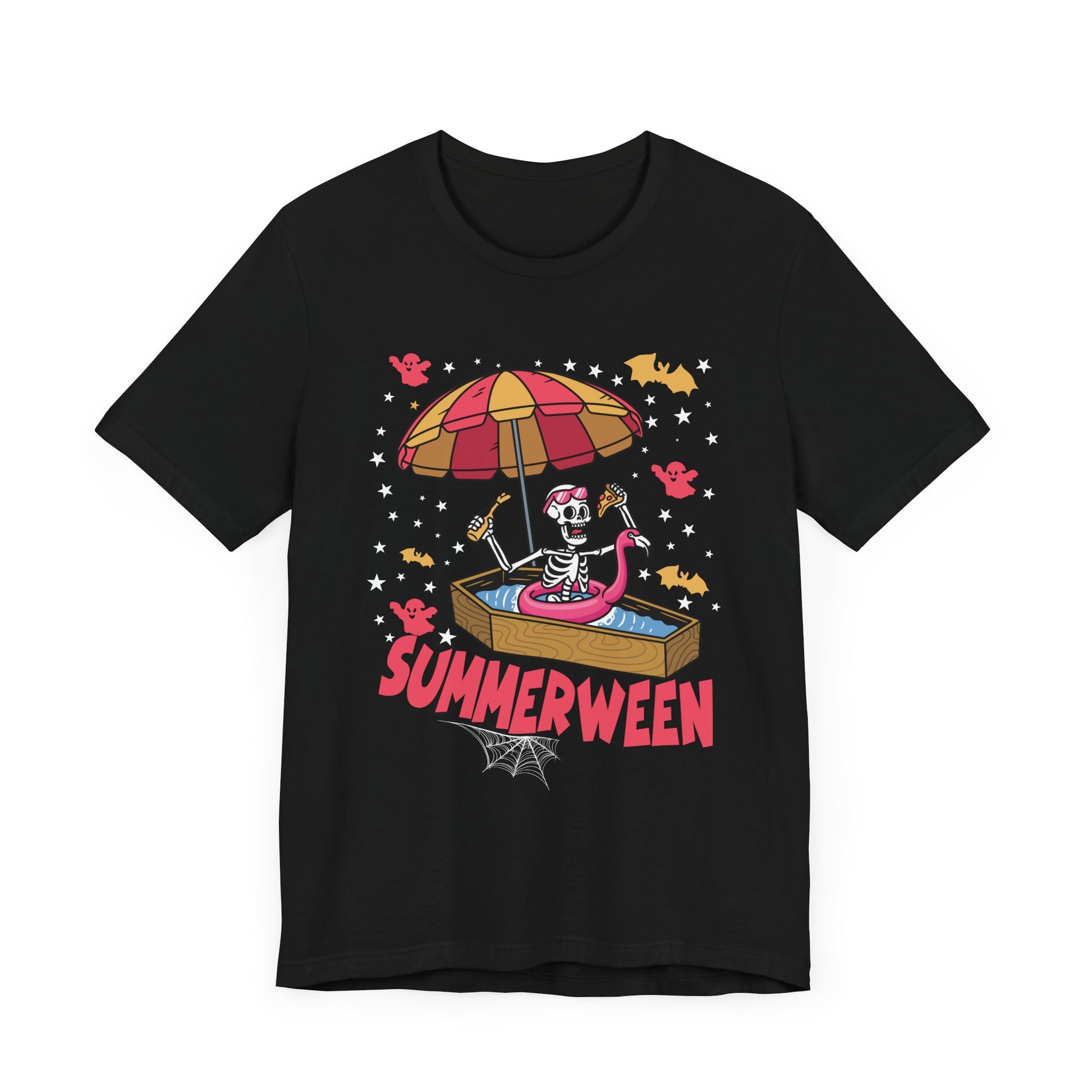 Fun Summerween Skeleton T-Shirt | Unisex Jersey Tee for Halloween and Summer Celebrations