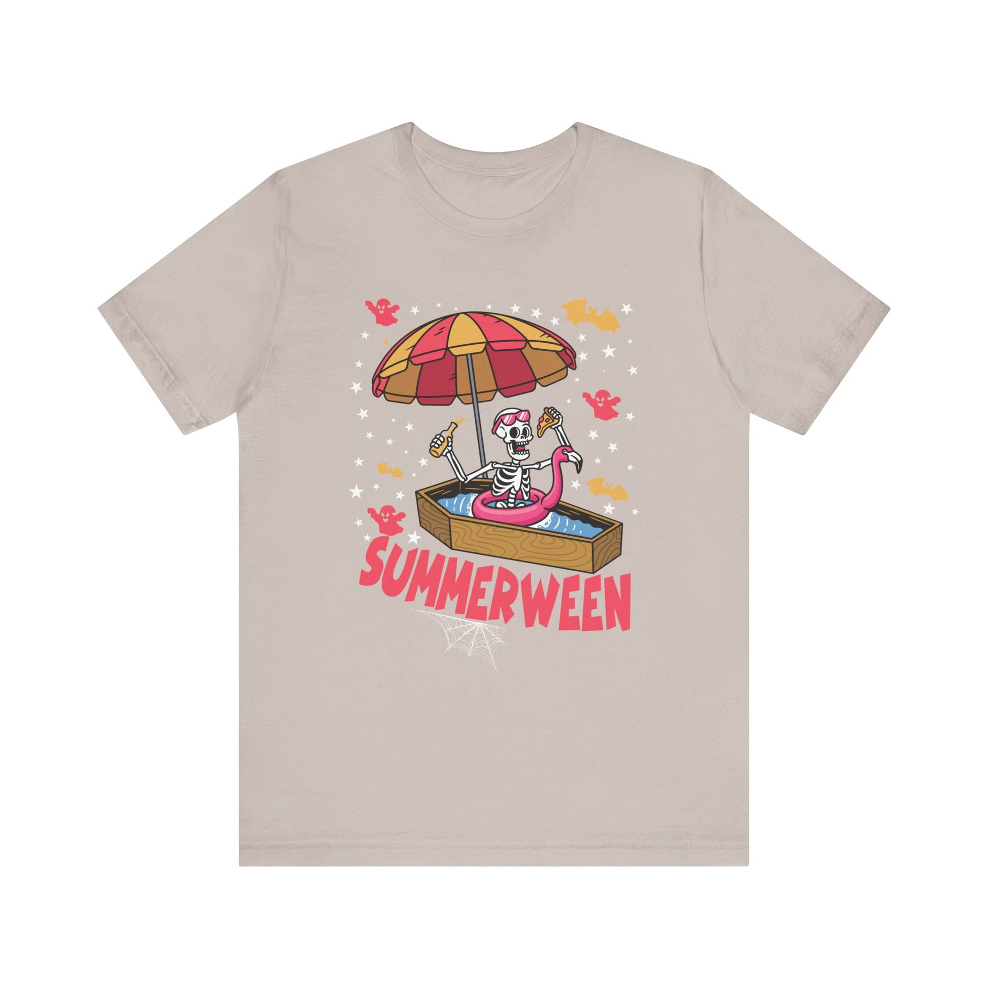 Fun Summerween Skeleton T-Shirt | Unisex Jersey Tee for Halloween and Summer Celebrations