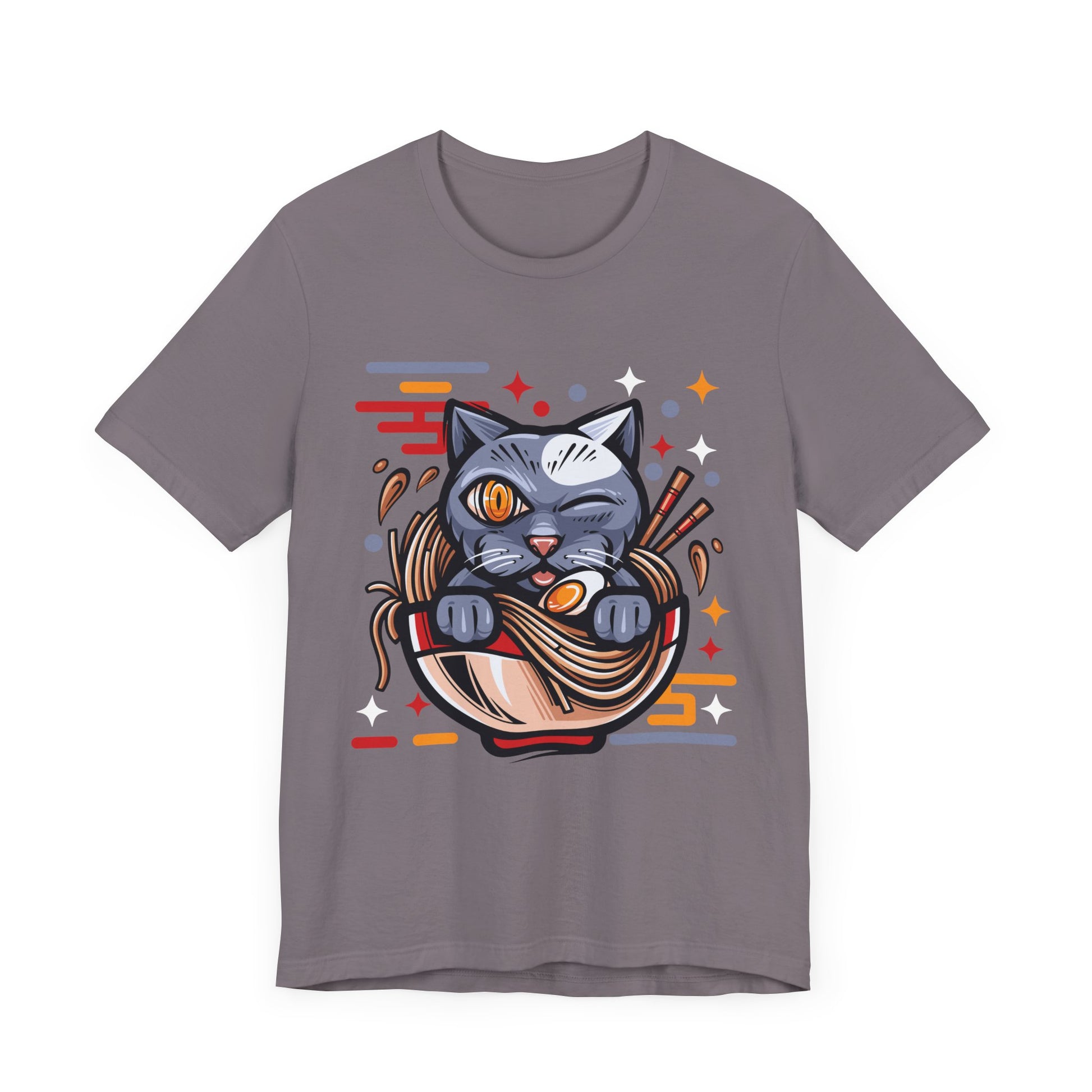 Playful Cat Noodle Bowl Tee - Unisex Short Sleeve Shirt