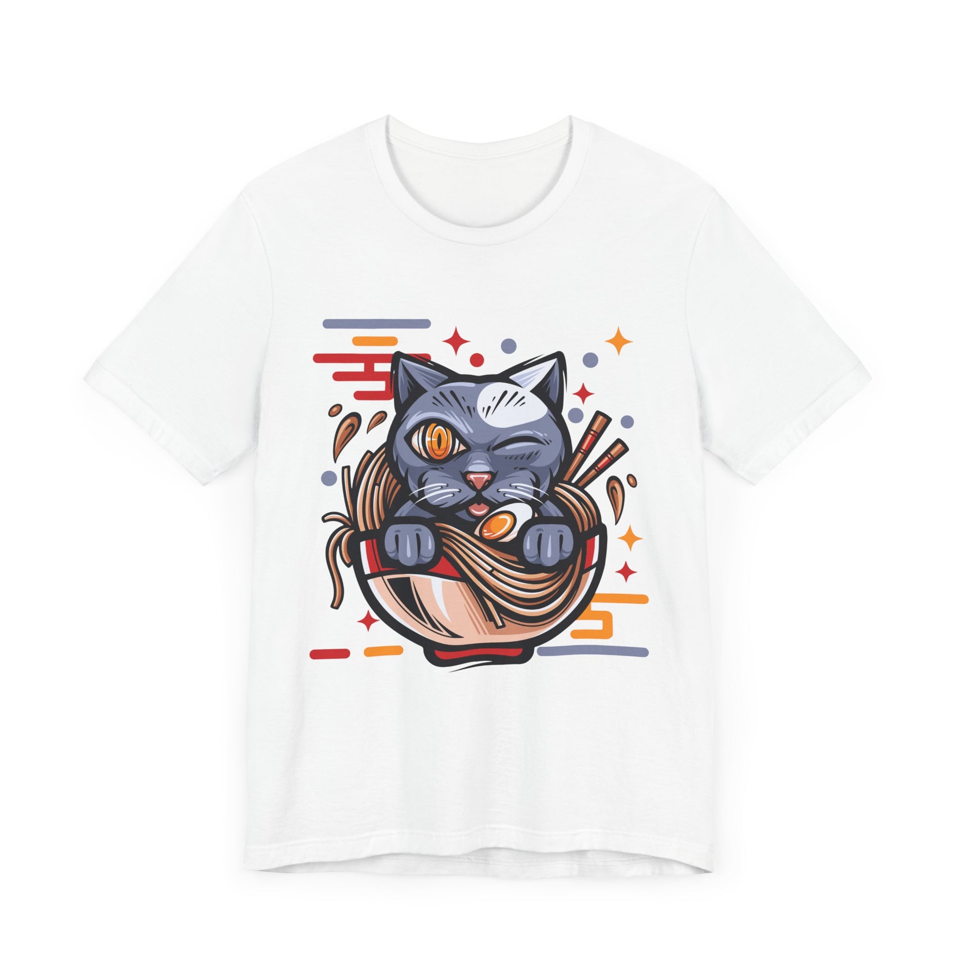 Playful Cat Noodle Bowl Tee - Unisex Short Sleeve Shirt