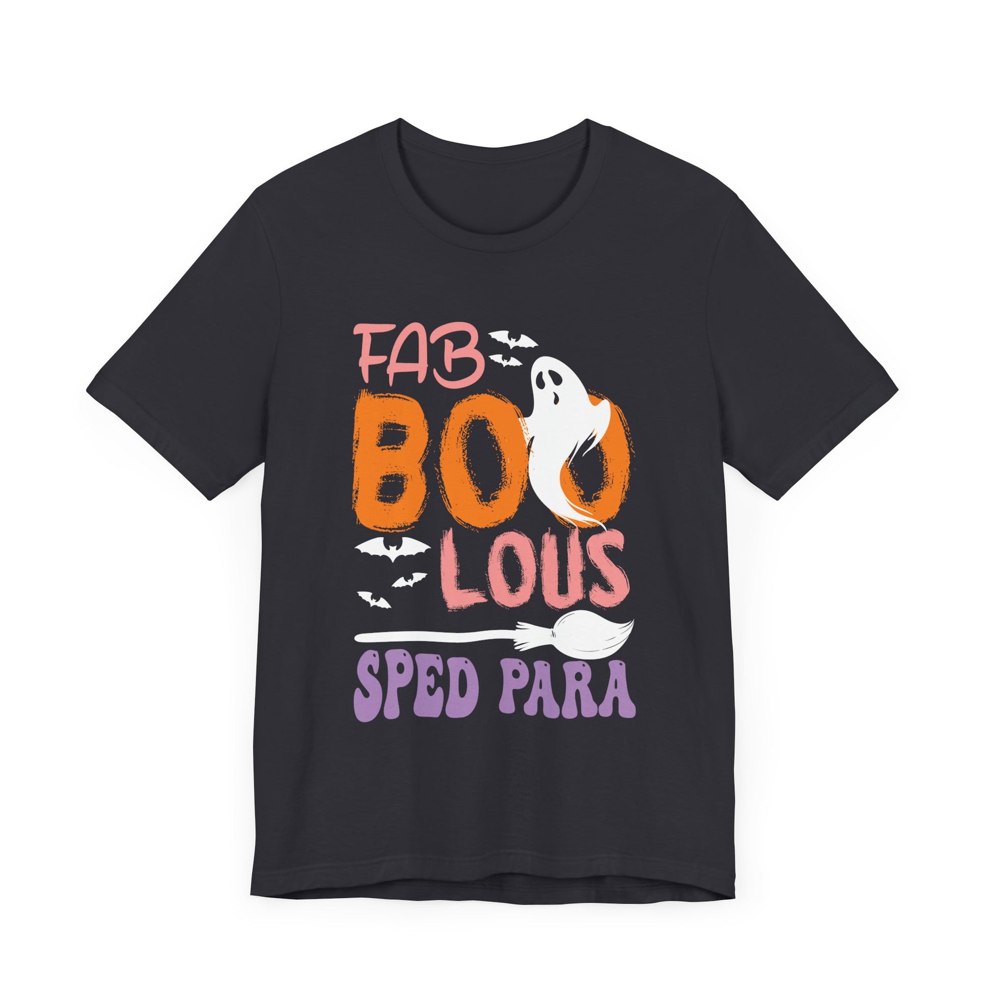 Cute Fab Boo Lous Sped Para Ghost Pumpkin Spooky Halloween Long Sleeve T-Shirt Unisex Jersey Short Sleeve Tee