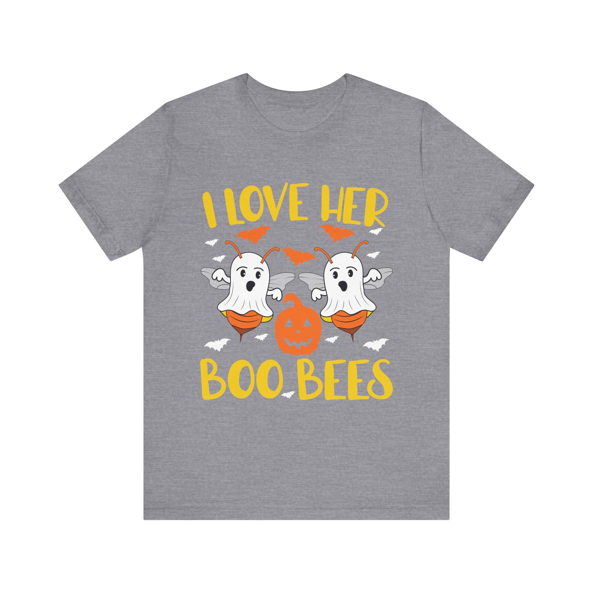 I Love Her Boo Bees Shirt Funny Couples Halloween Costume Unisex Jersey Short Sleeve Tee