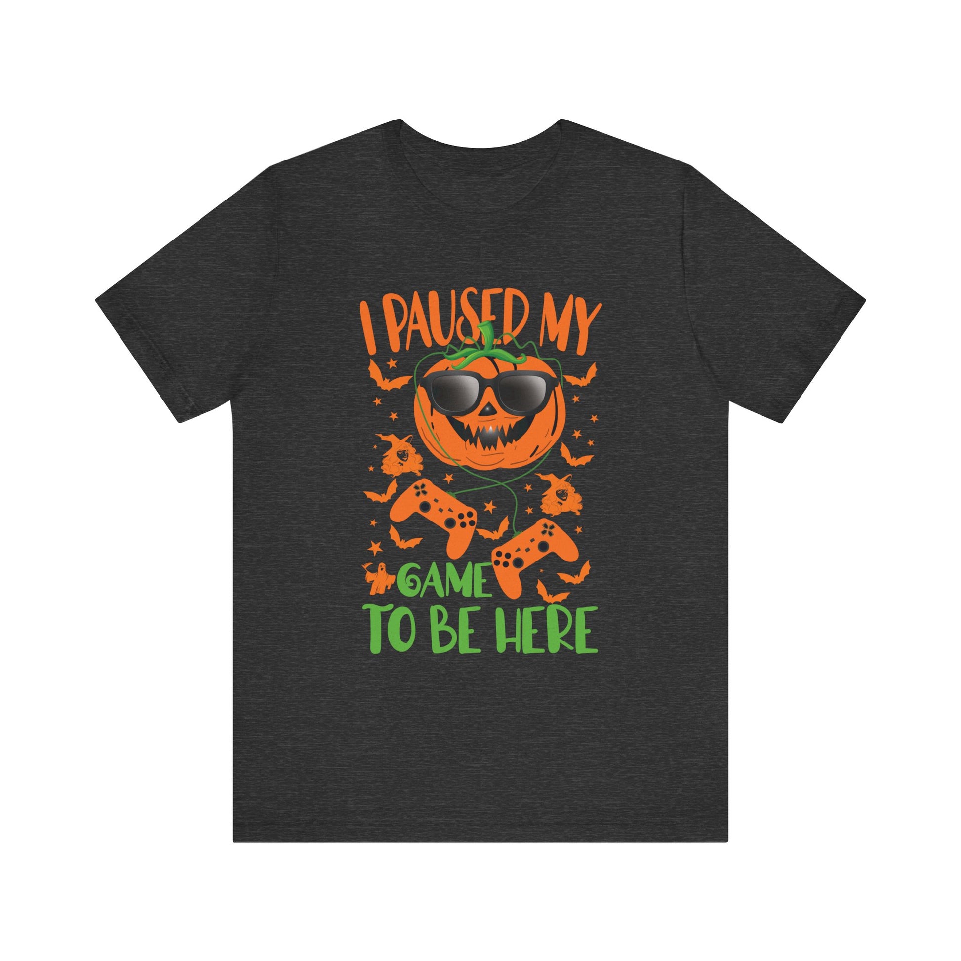 I Paused My Game To Be Here With Pumpkin Video Game Unisex Jersey Short Sleeve Tee