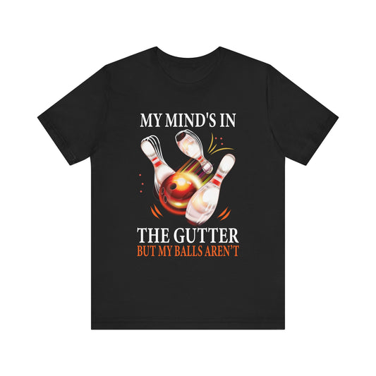 Bowling Enthusiast Unisex Tee - My Mind's in the Gutter, Funny Bowling Shirt, Gift for Bowlers, Bowling Party Outfit, Sports Tee, [...]
