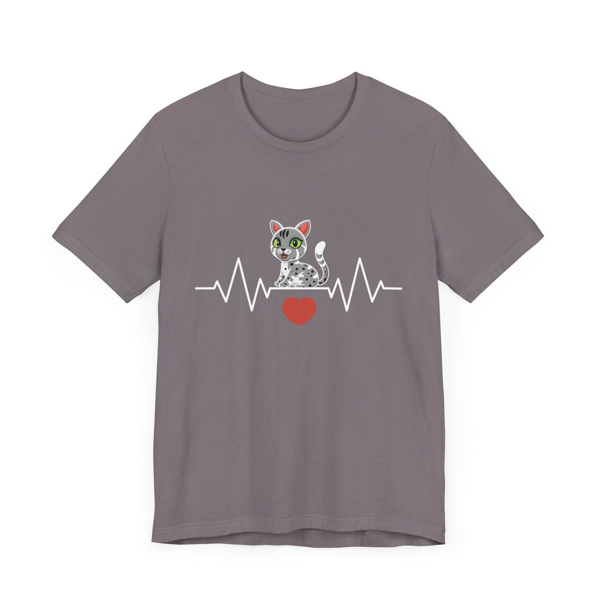 Cat Lover's Heartbeat Tee - Unisex Jersey Short Sleeve T-Shirt