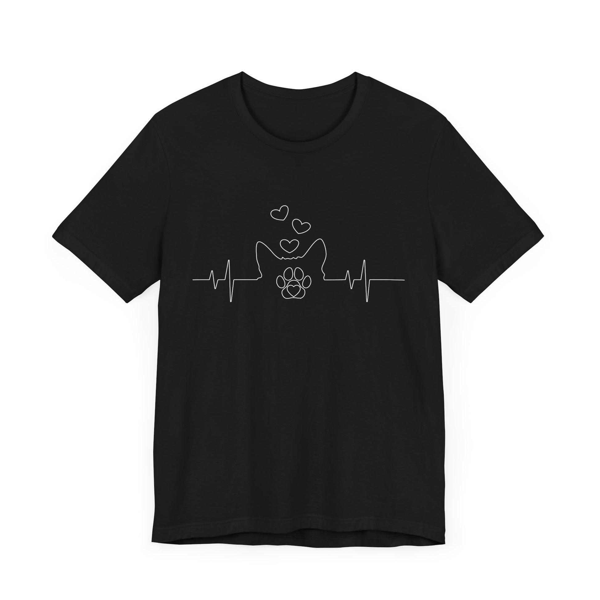 Cat Heartbeat Shirt Cute Kids Men Women Cat Lover Heart Beat. Heartbeat Love Unisex Jersey Tee - Perfect for Pet Lovers
